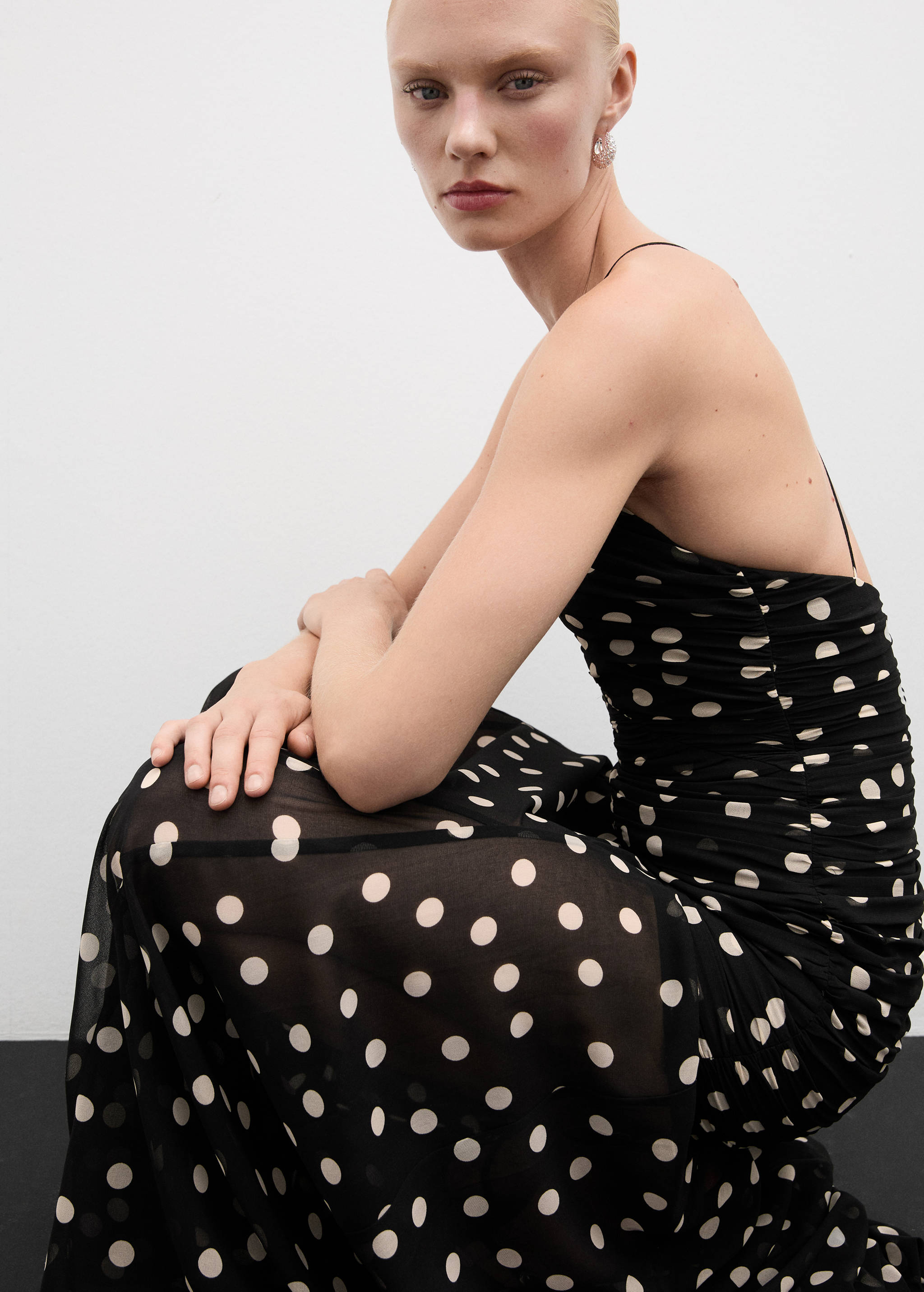 Polka dots draped dress - Details of the article 2