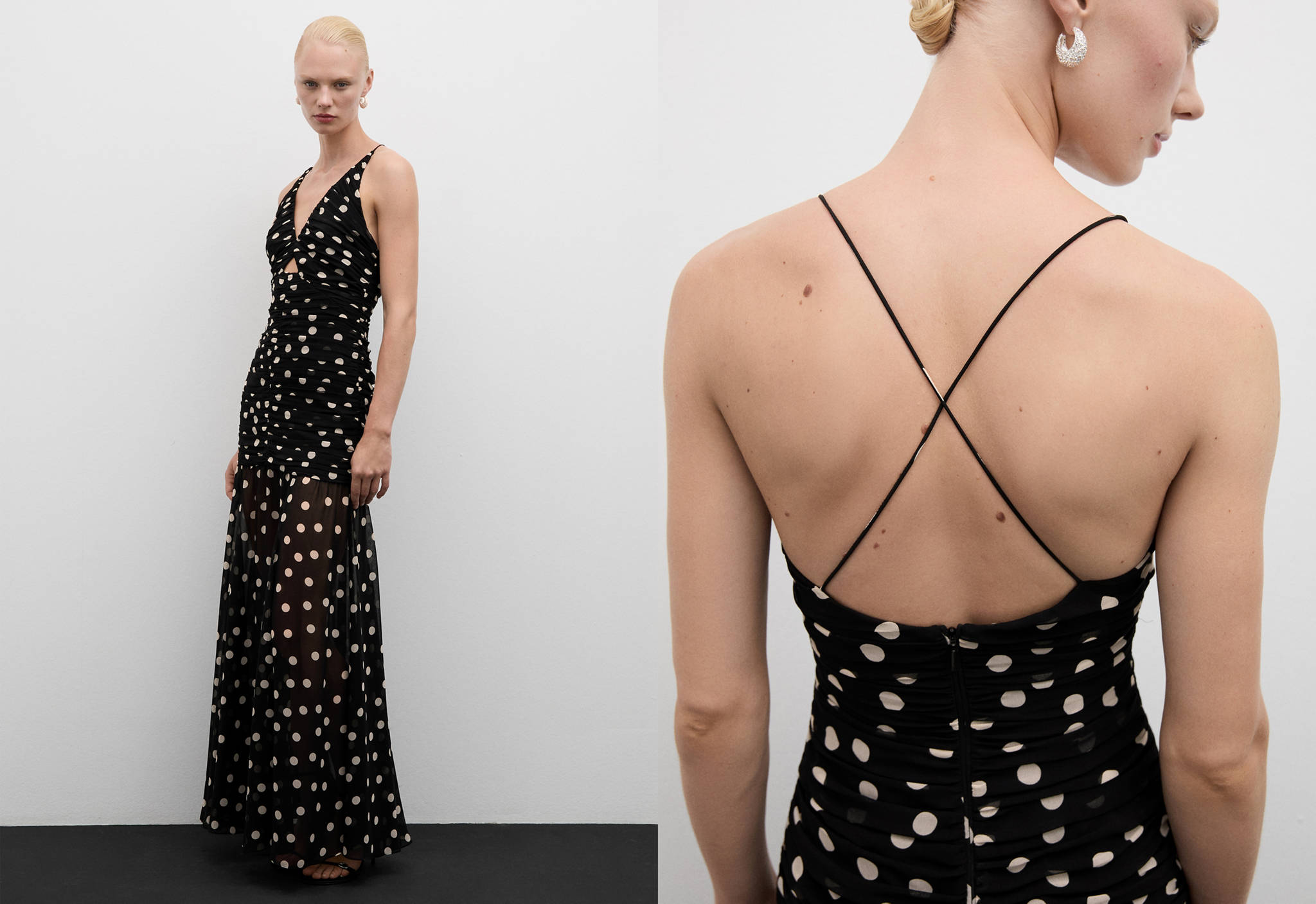 Polka dots draped dress - Panoramic plane