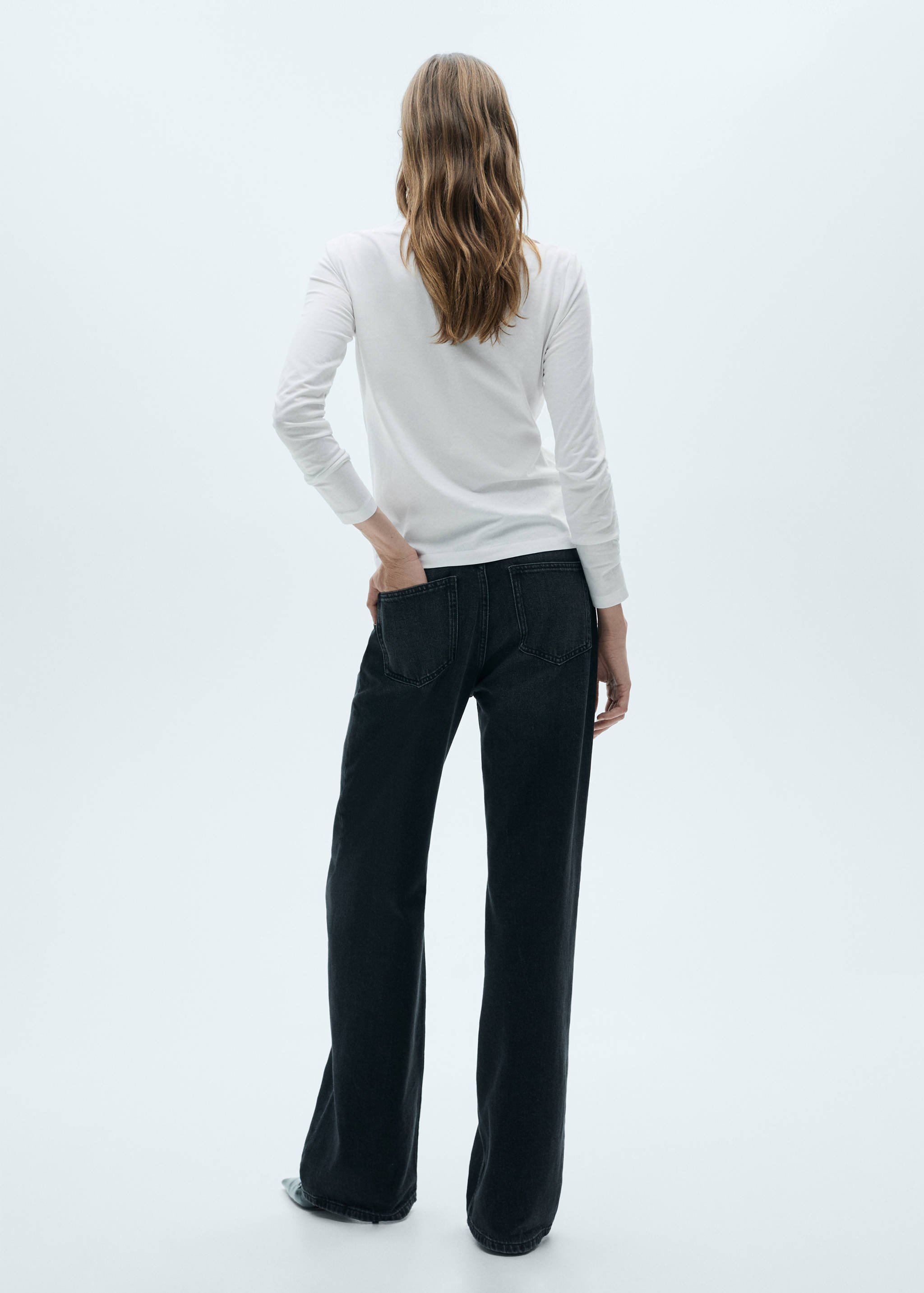 T-shirt met lange mouwen en boothals - Achterkant van het artikel