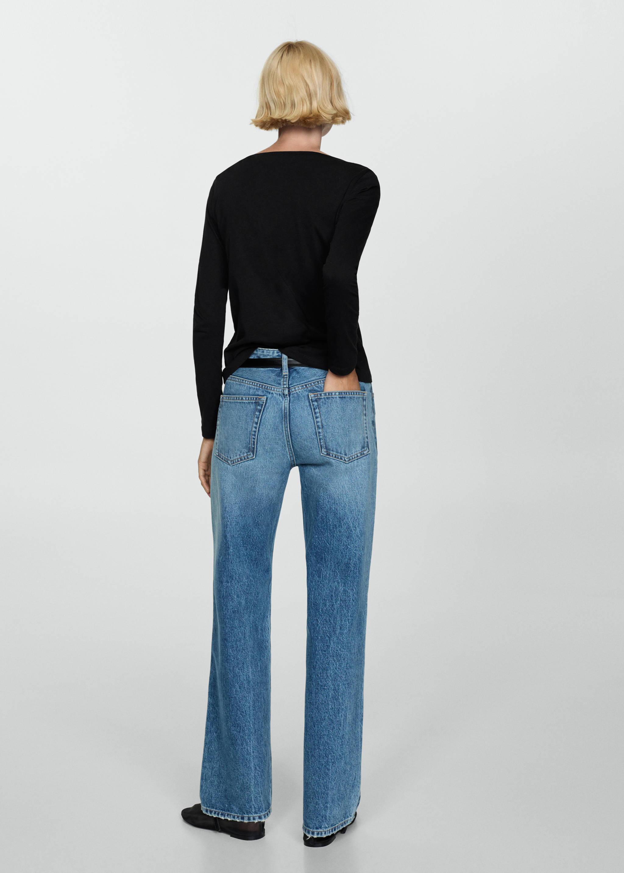 T-shirt met lange mouwen en boothals - Achterkant van het artikel