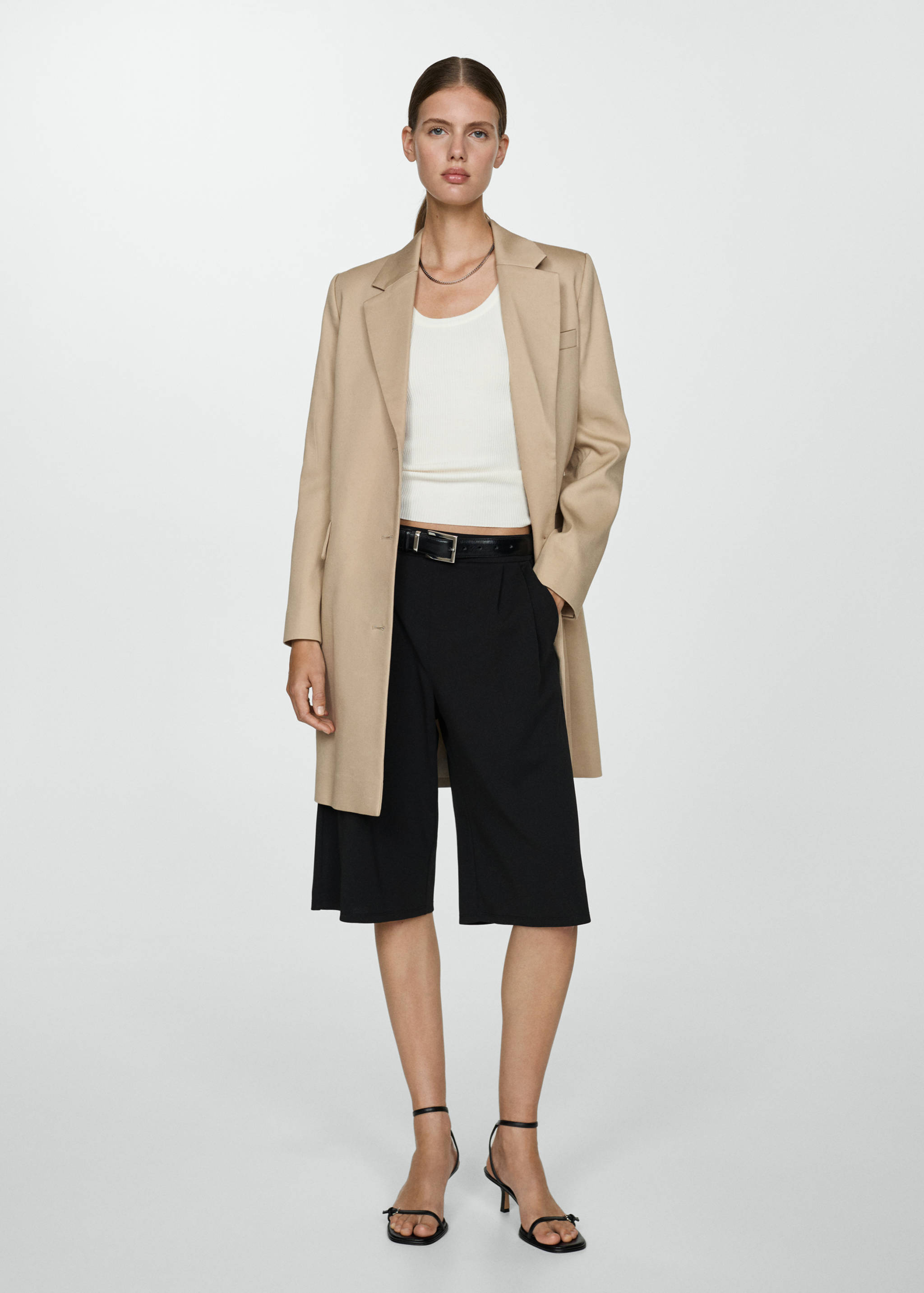 Manteau midi coton droit - Plan général
