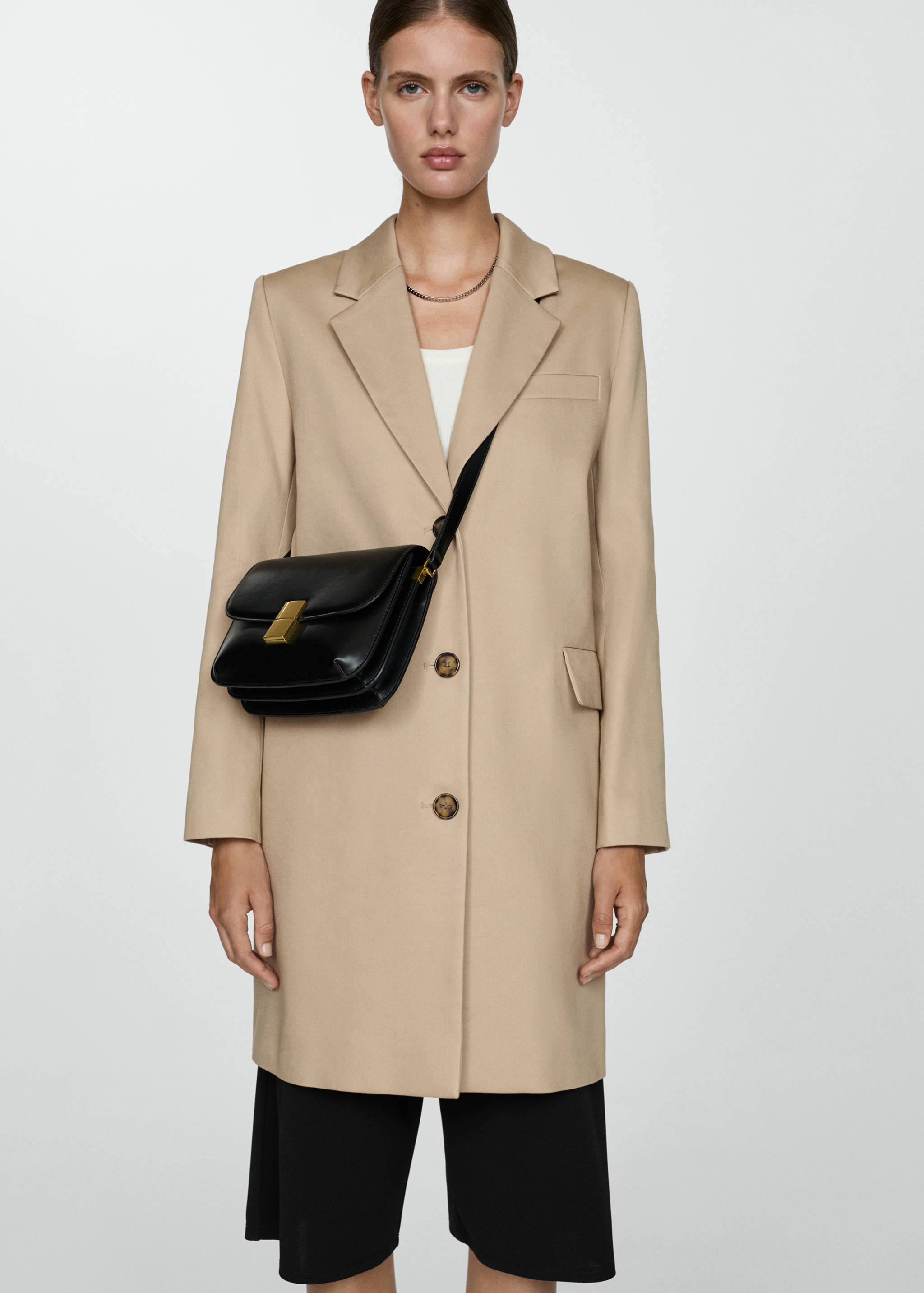 Manteau midi coton droit - Plan moyen