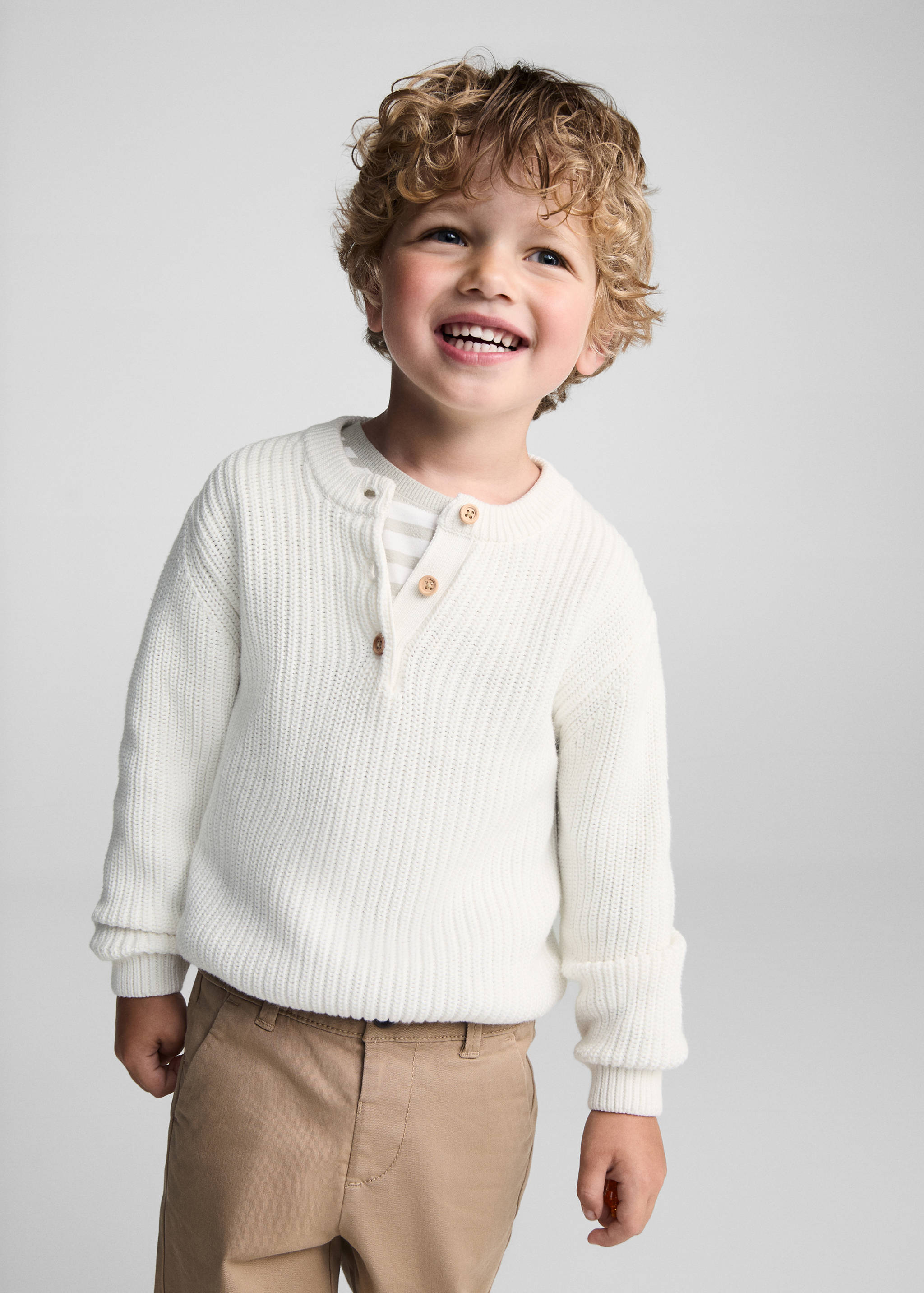 Pull-over maille col boutonné - Plan moyen