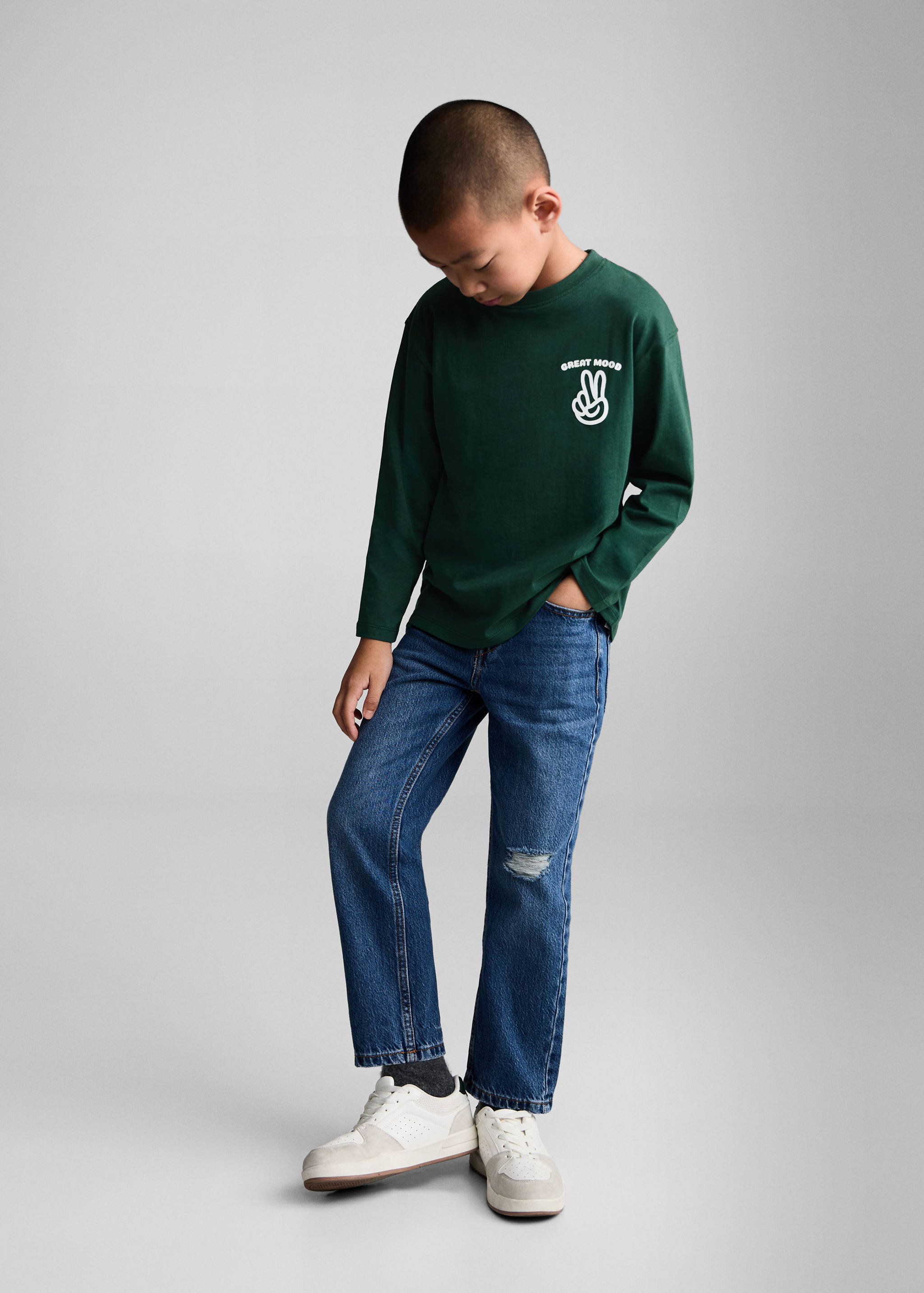 Bedrukt T-shirt met lange mouwen - Overzichtstekening