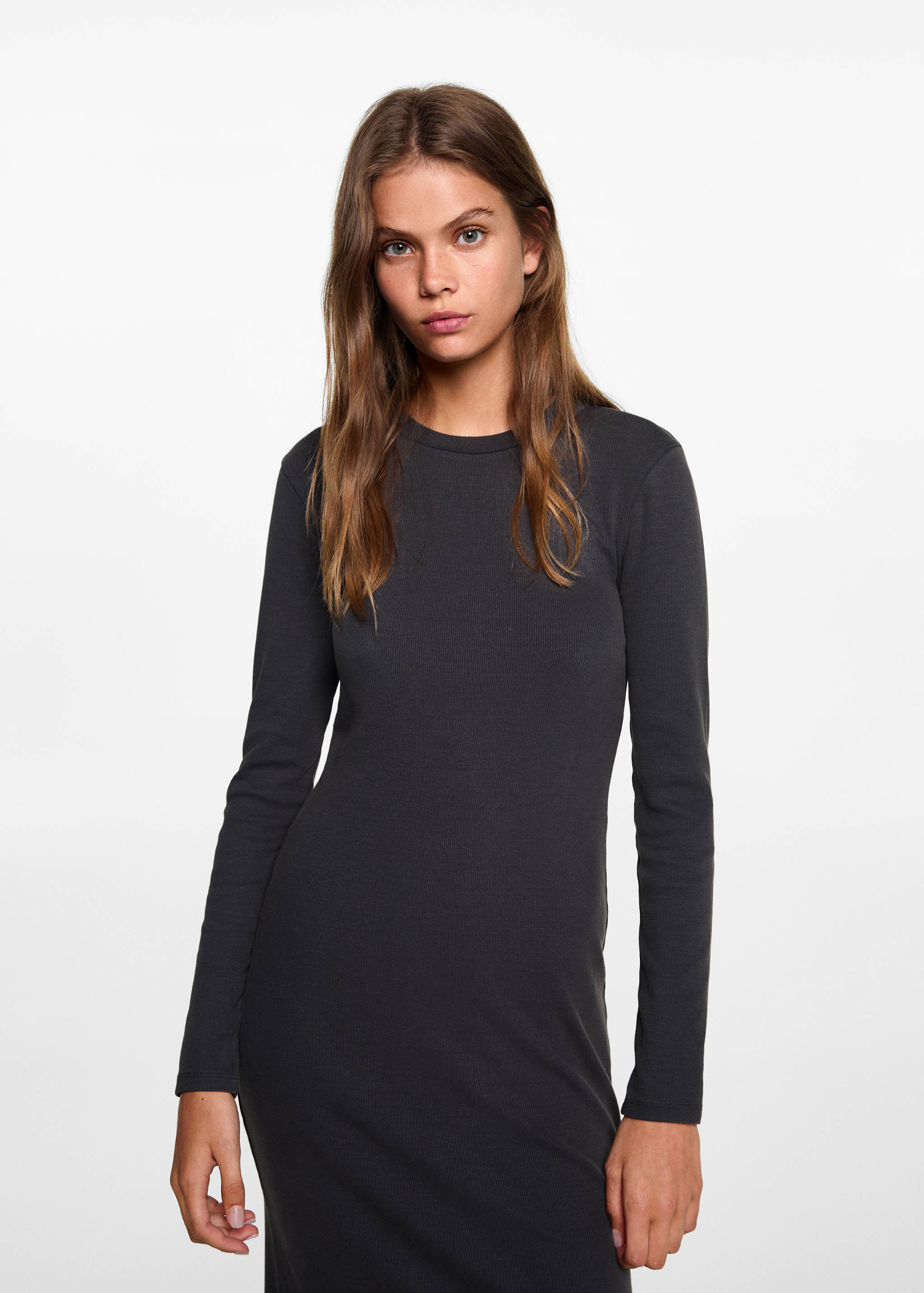 Ribbed dress with opening - Medium plane