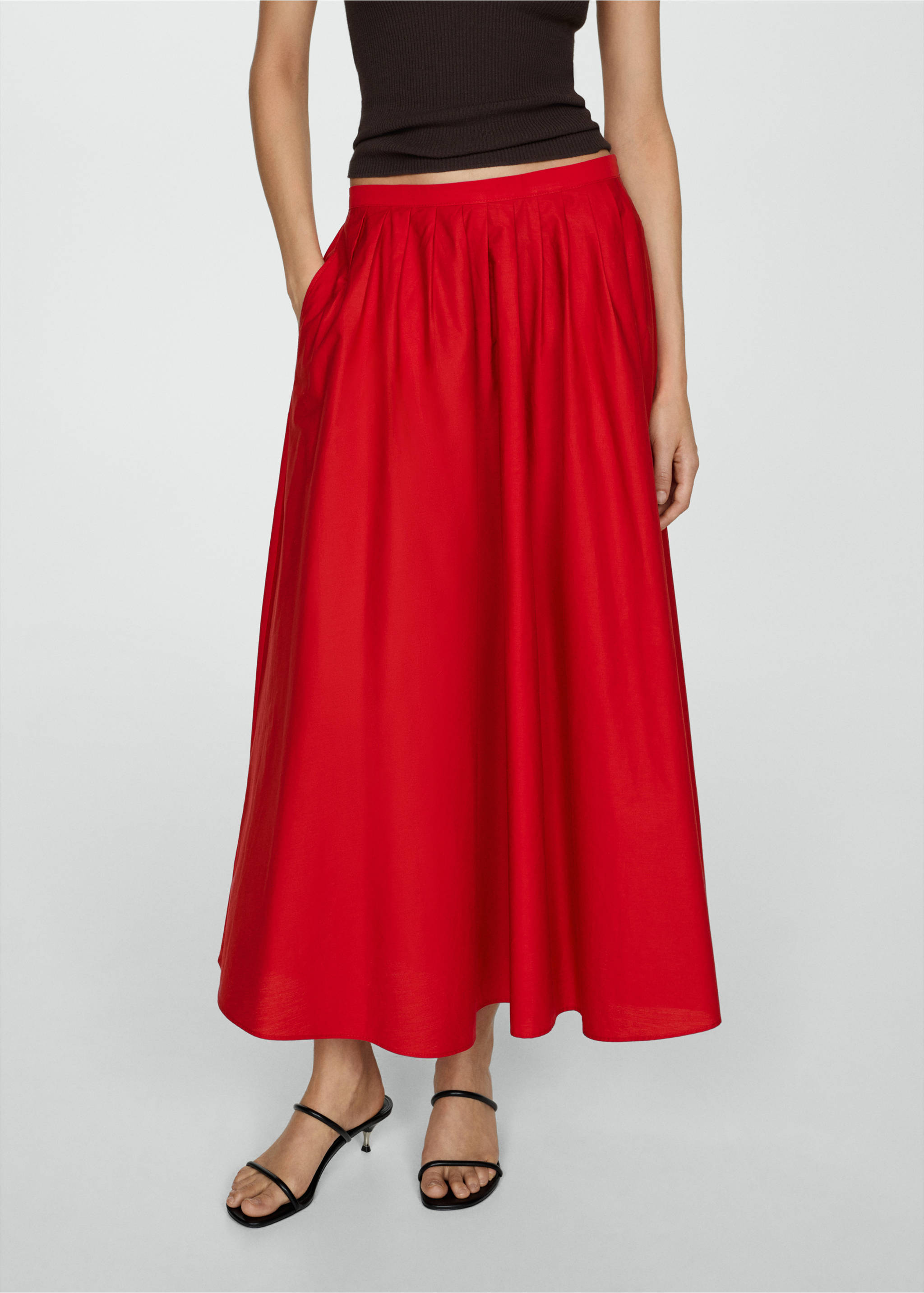 Falda midi tablas - Plano medio, Rojo. Ref: 77024791-00.