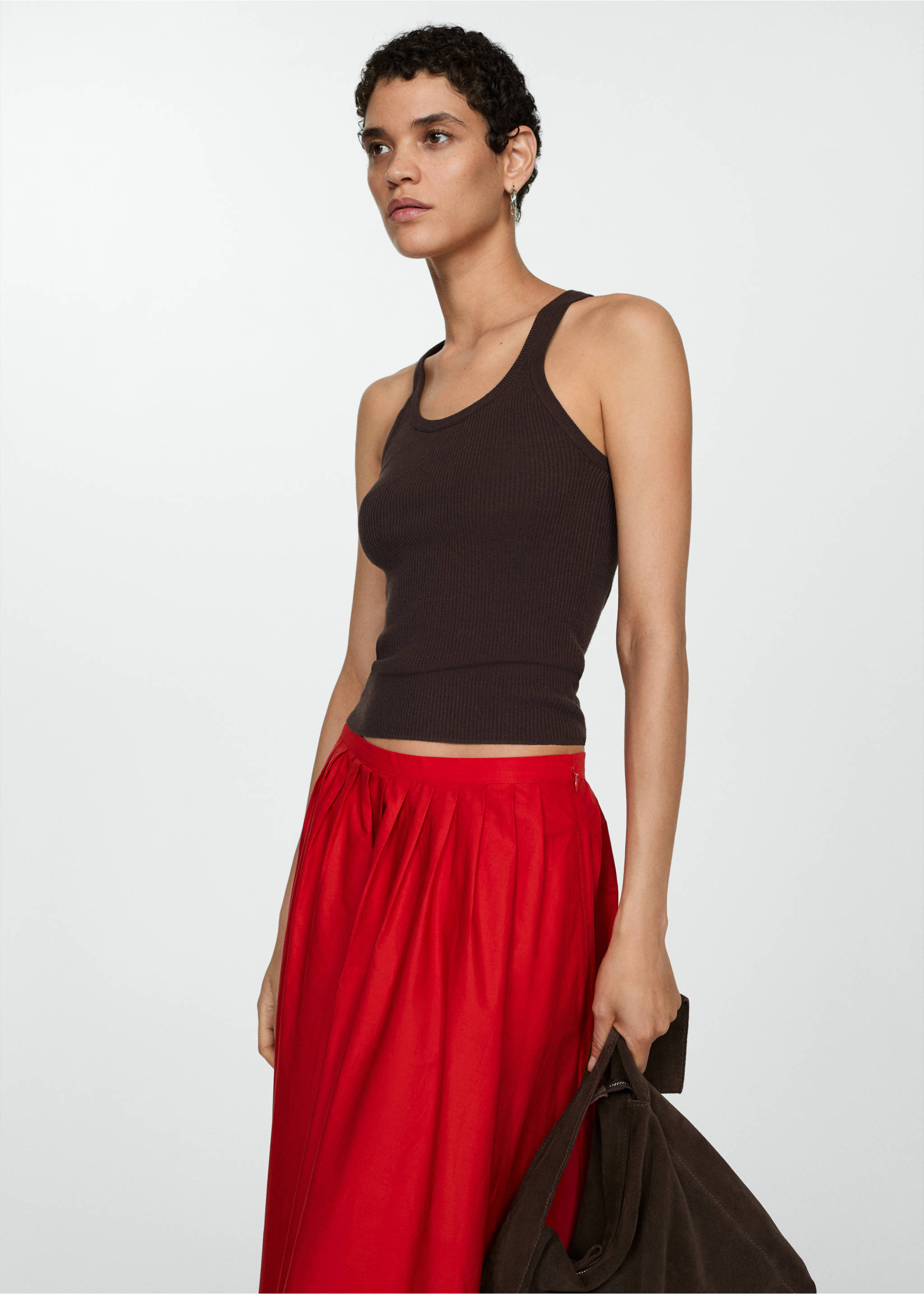 Falda midi tablas - Detalle del artículo 1, Rojo. Ref: 77024791-00.