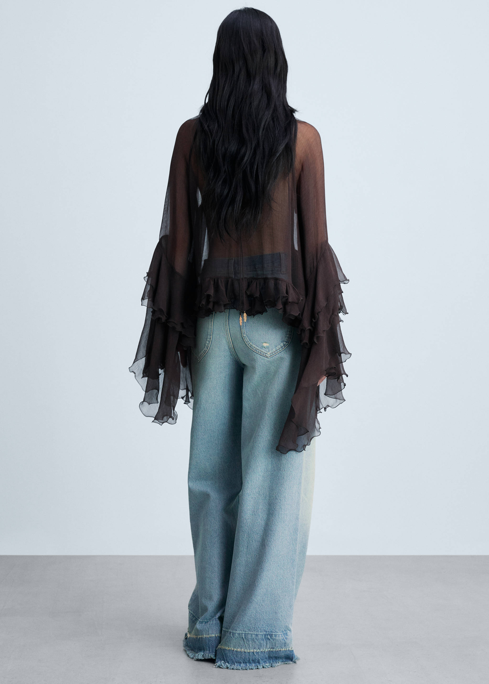 Cropped ruffled chiffon blouse - Reverse of the article