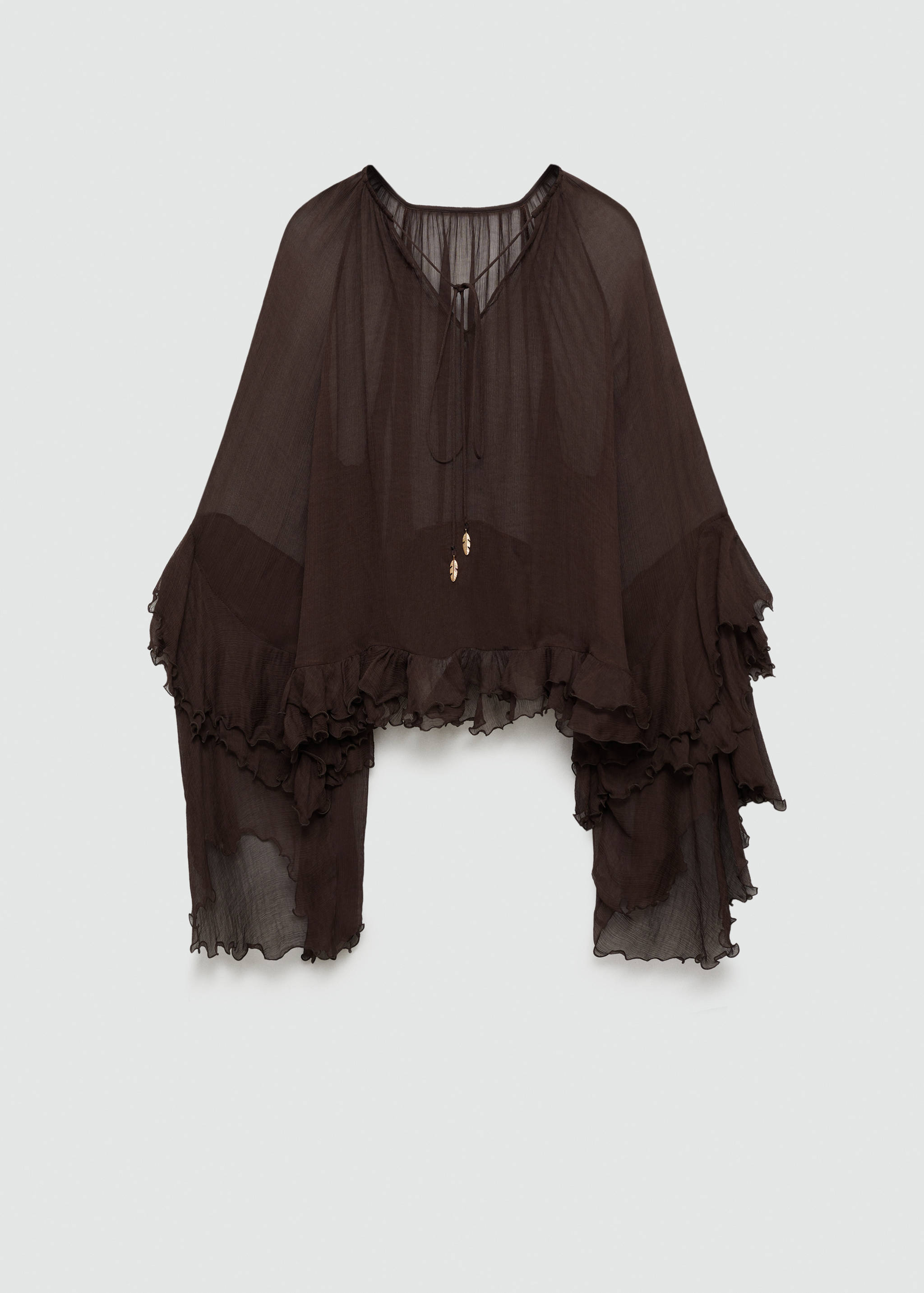 Cropped ruffled chiffon blouse - Article without model