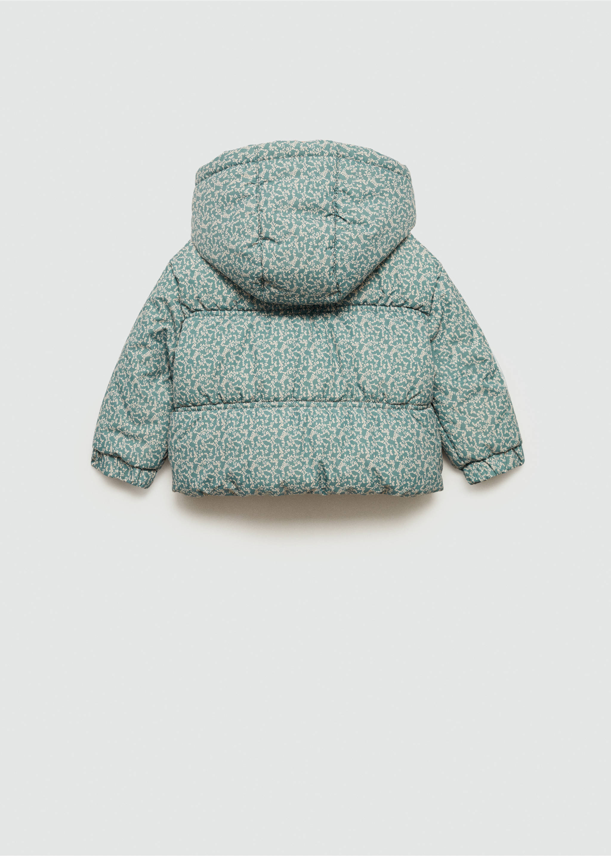 Flowers print quilted anorak - Reverse of the article, Pastel Green. Ref: 77025150-00.