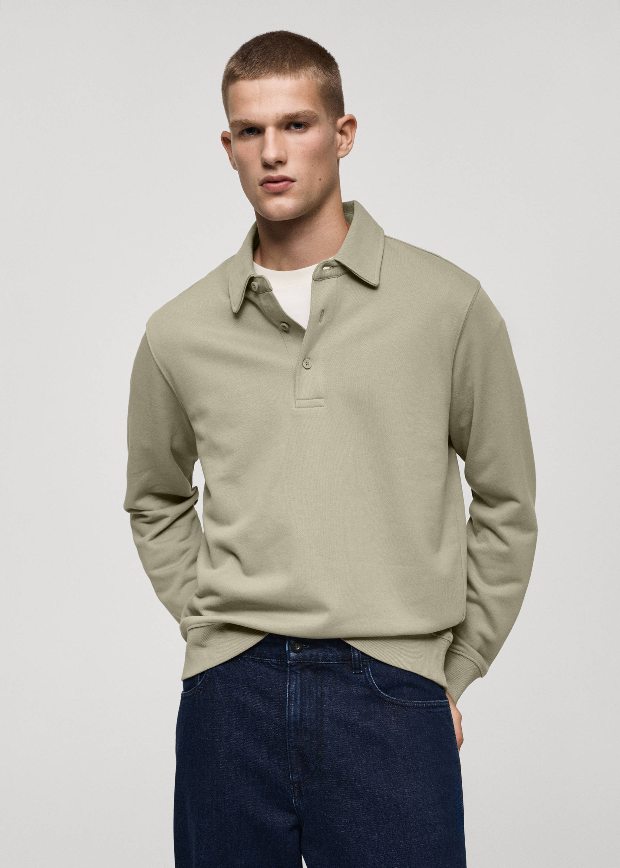 Sweat-shirt polo 100 % coton - Plan moyen