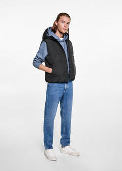 Quilted gilet with hood — Charcoal 2