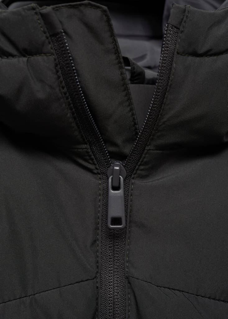 Quilted gilet with hood — Charcoal