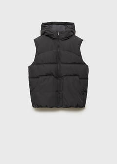 Quilted gilet with hood — Charcoal 3
