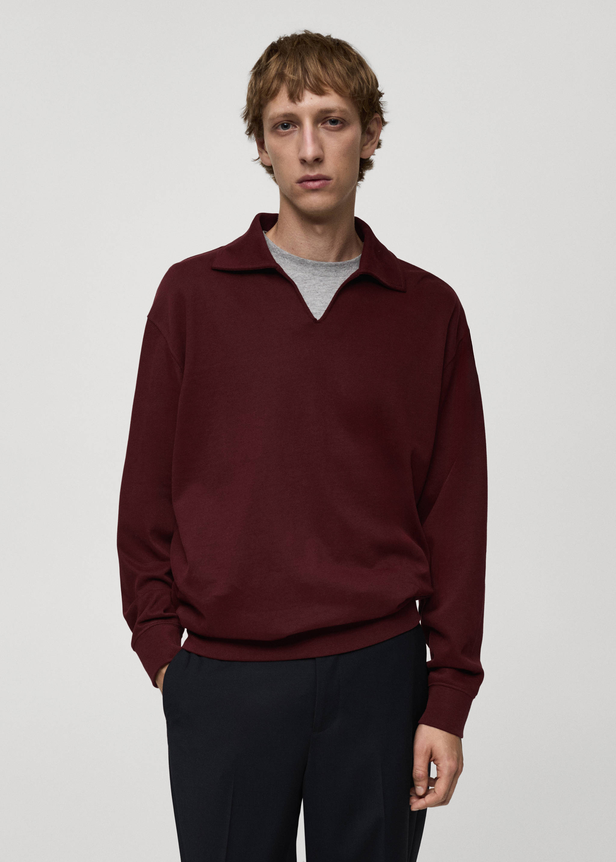 Sudadera oversize cuello polo relaxed fit - Plano medio