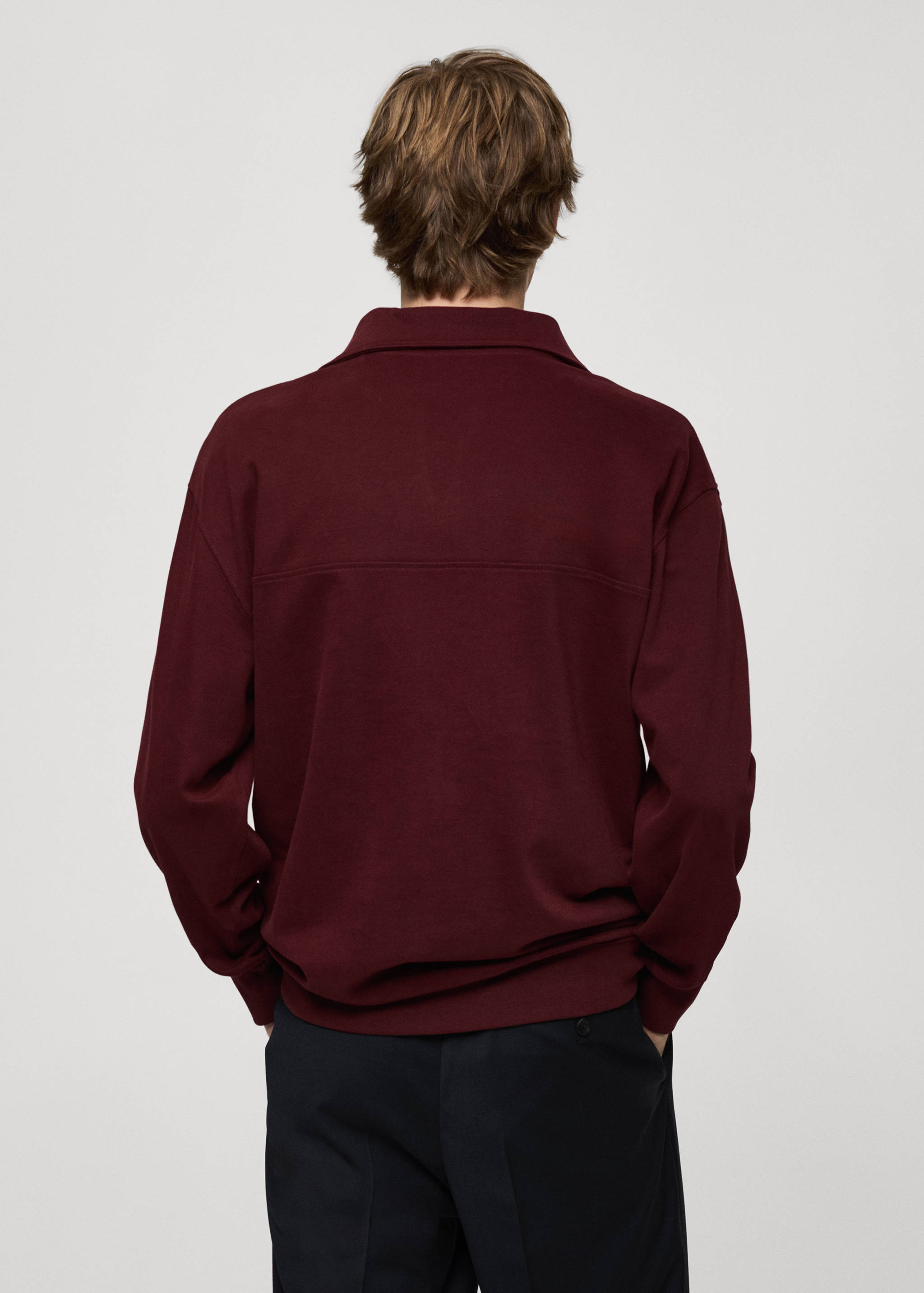Sudadera oversize cuello polo relaxed fit - Reverso del artículo