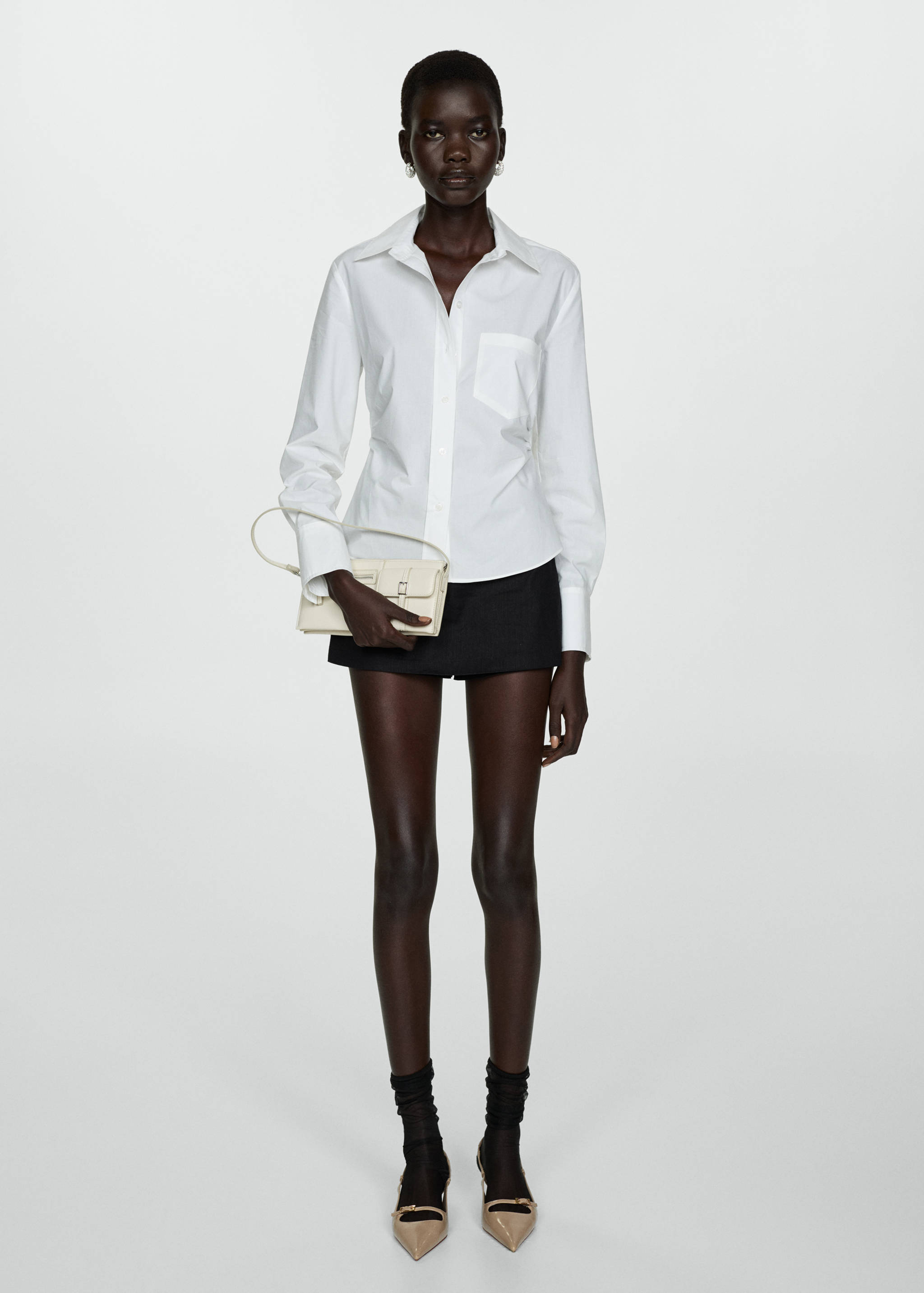 Gathered details cotton shirt - General plane