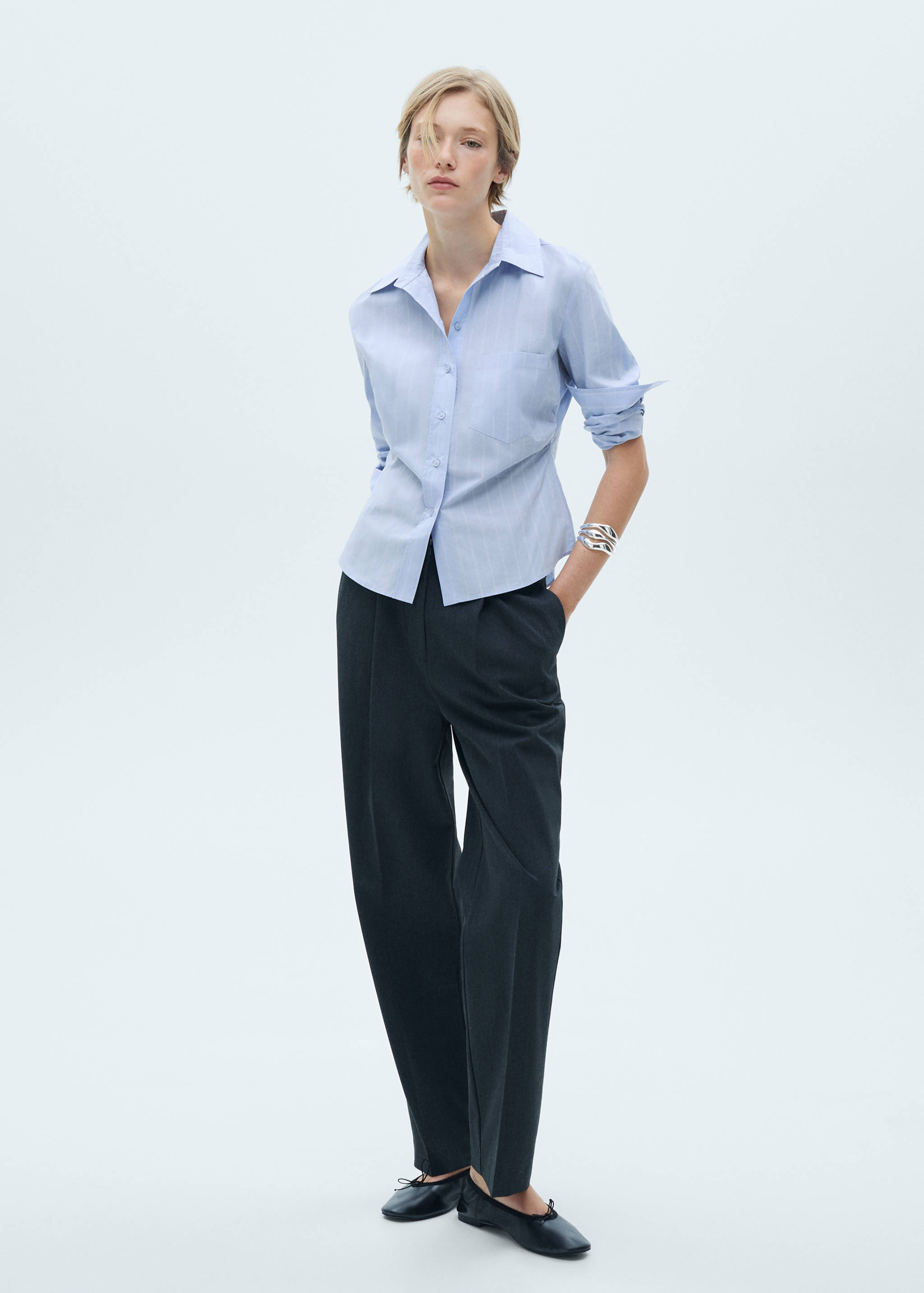 Gathered details cotton shirt - General plane