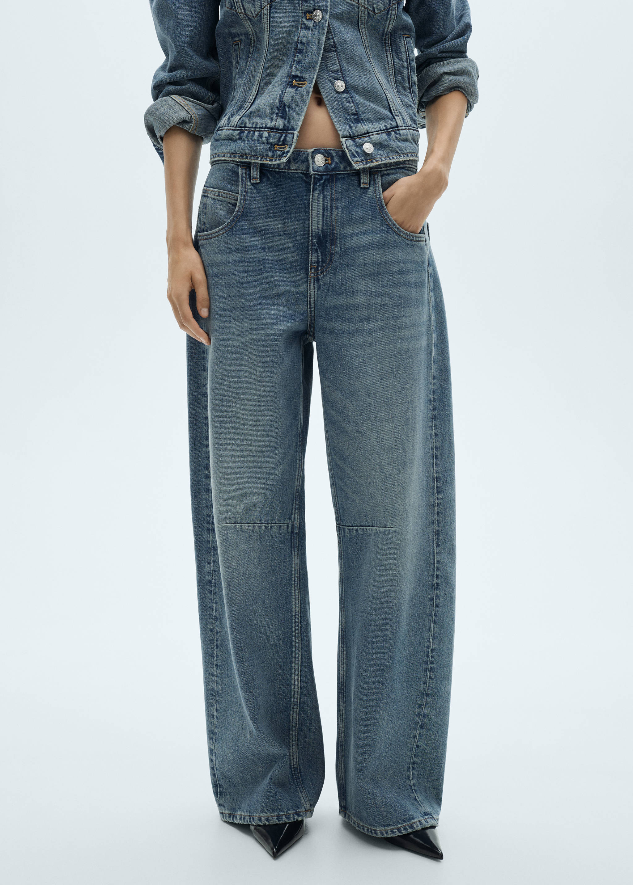 Wide leg mid-rise jeans - Medium plane