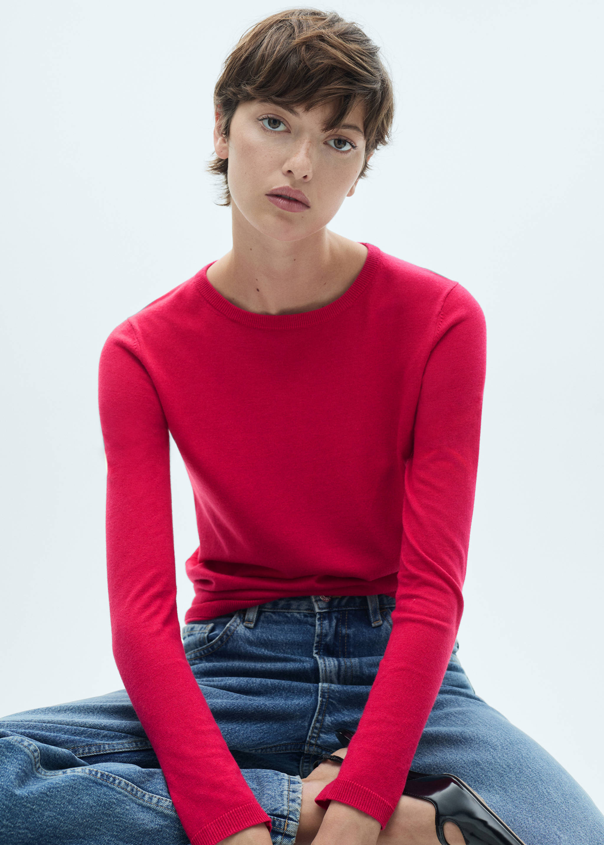 Fine-knit crew-neck sweater - Medium plane