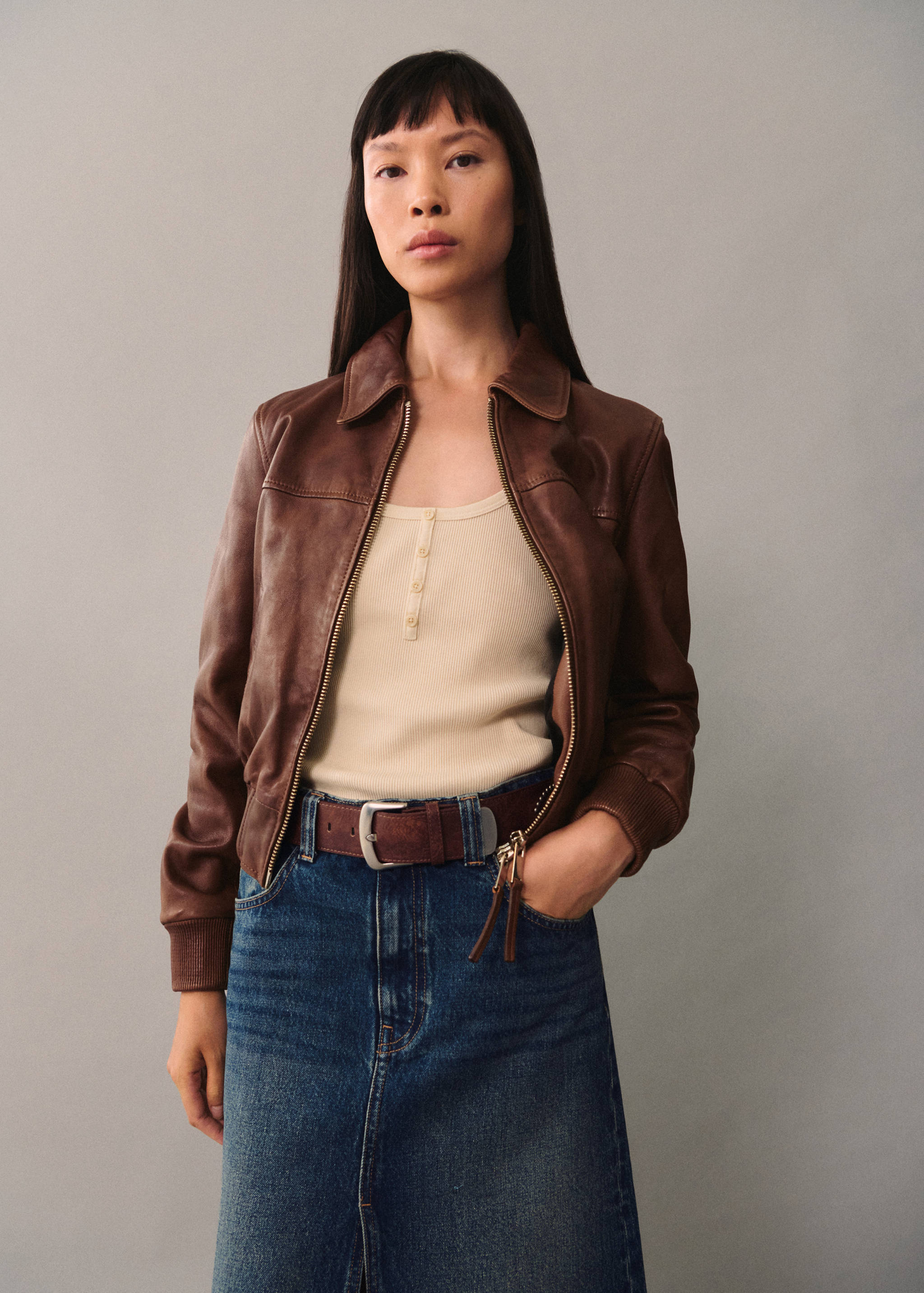 100% leather jacket - Medium plane
