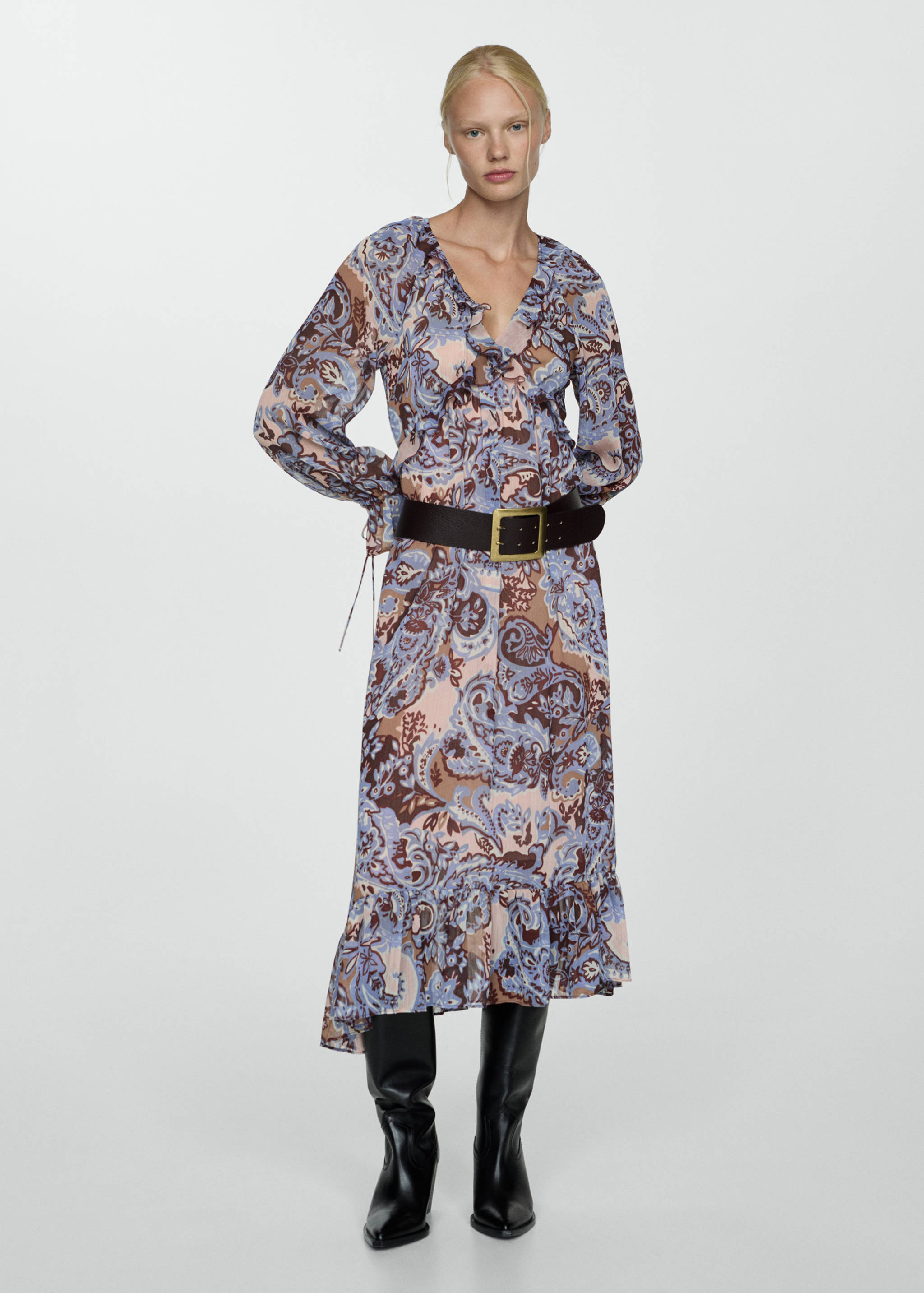 Paisley dress with ruffles - General plane