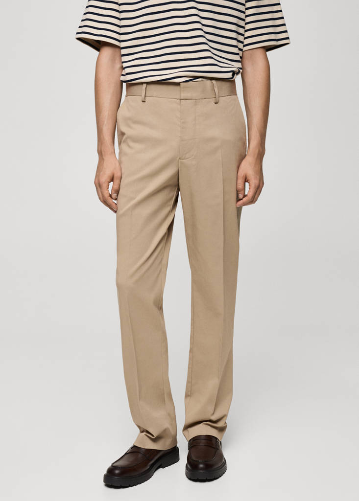 Regular-fit tencel cotton trousers — Medium Brown