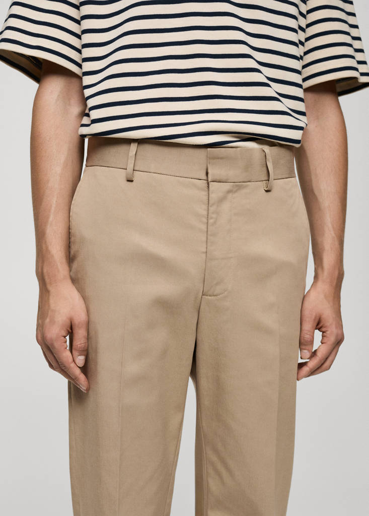 Regular-fit tencel cotton trousers — Medium Brown