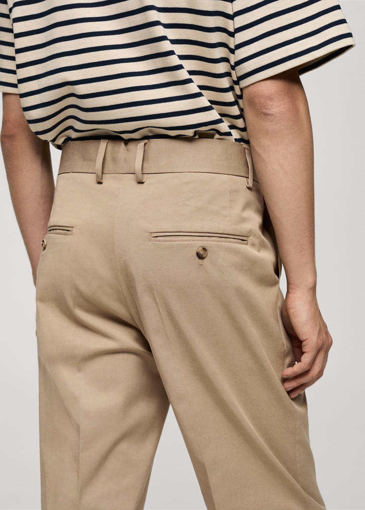 Regular-fit tencel cotton trousers — Medium Brown