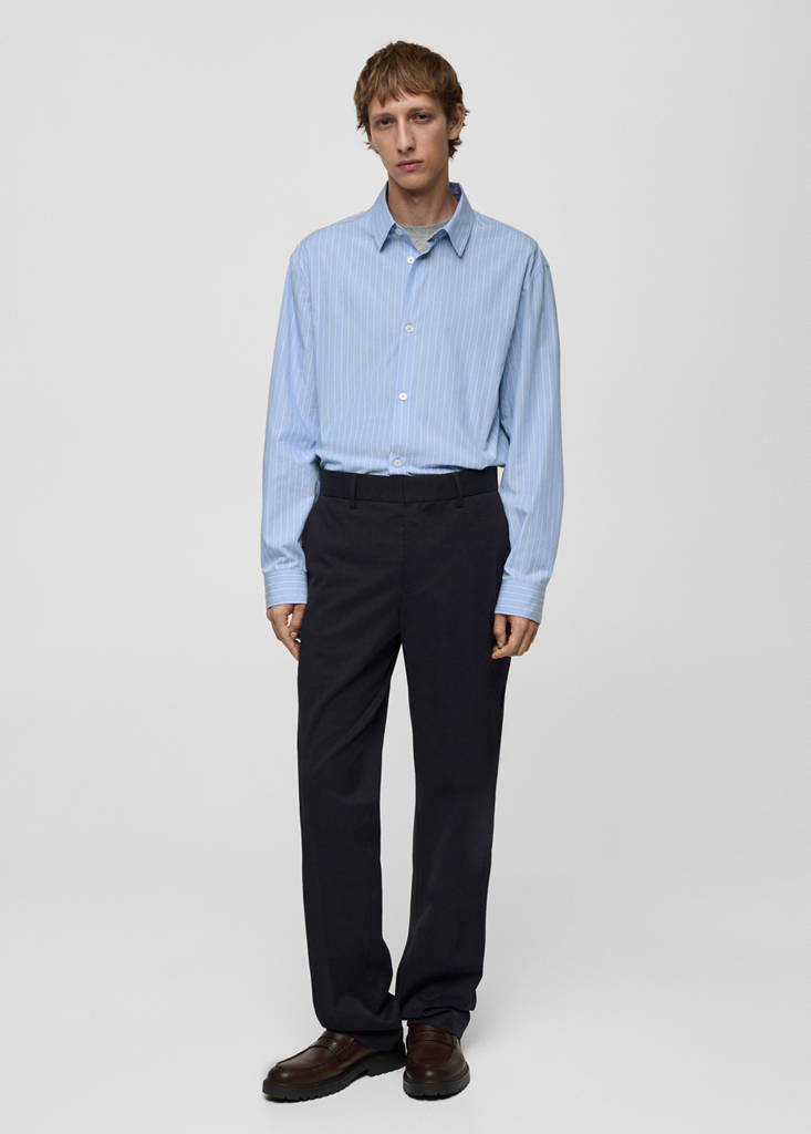 Regular-fit tencel cotton trousers — Dark Navy