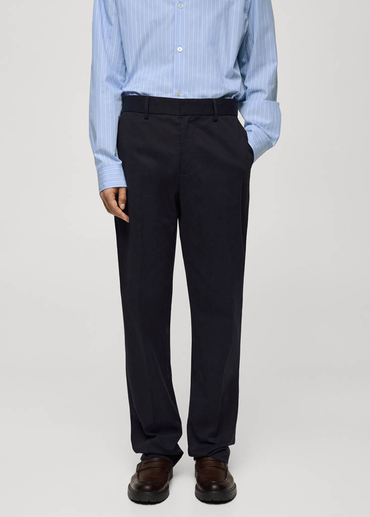 Regular-fit tencel cotton trousers — Dark Navy
