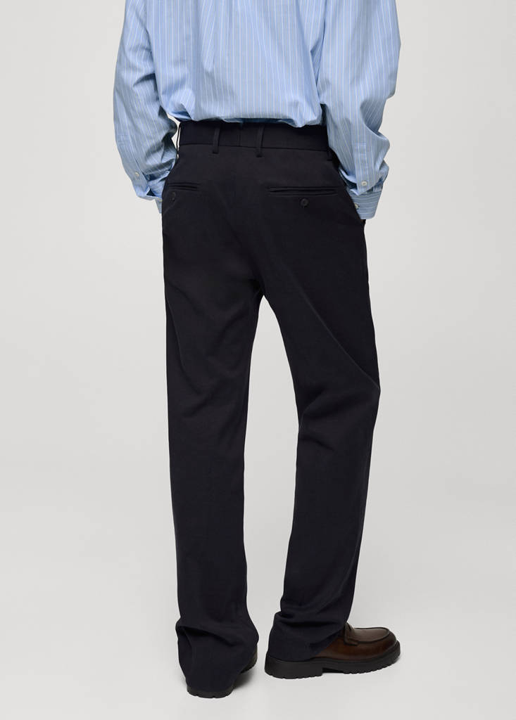 Regular-fit tencel cotton trousers — Dark Navy