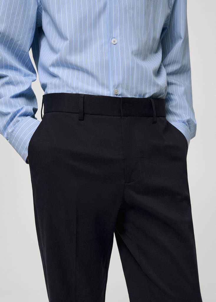 Regular-fit tencel cotton trousers — Dark Navy