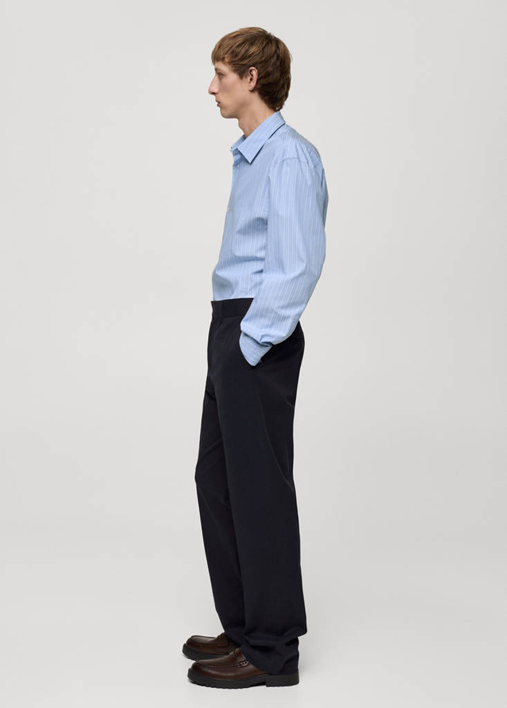 Regular-fit tencel cotton trousers — Dark Navy