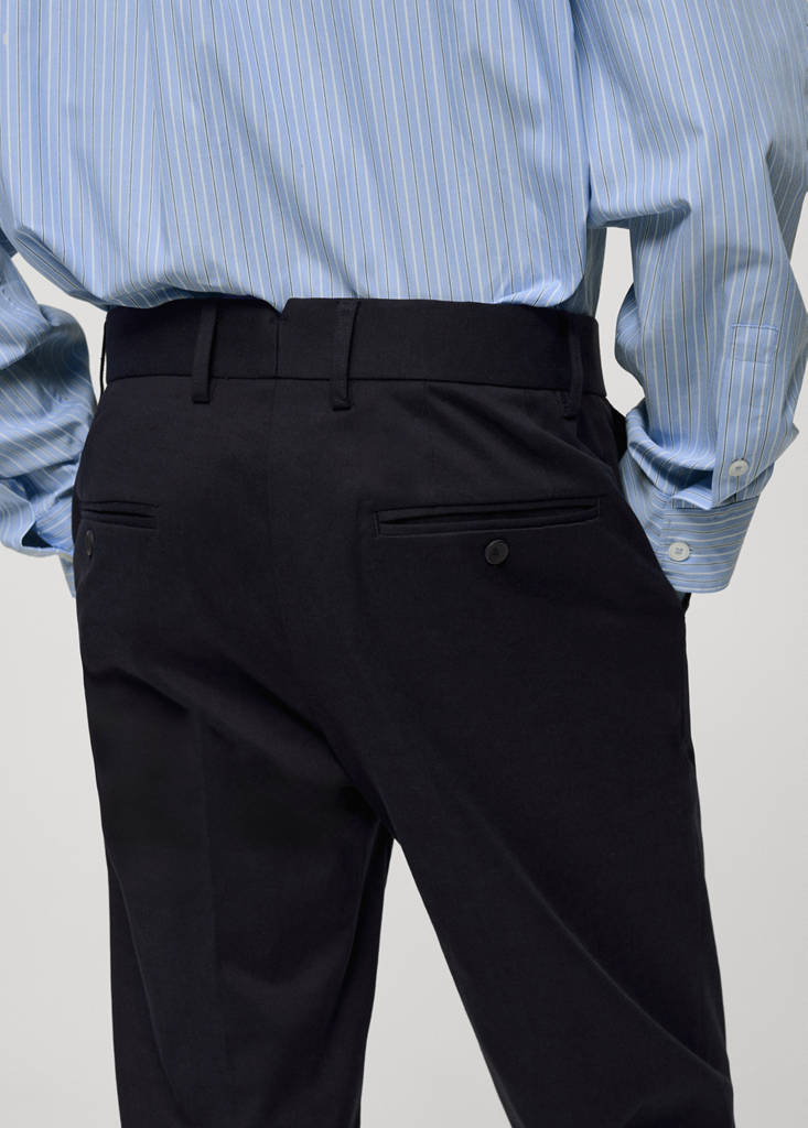 Regular-fit tencel cotton trousers — Dark Navy