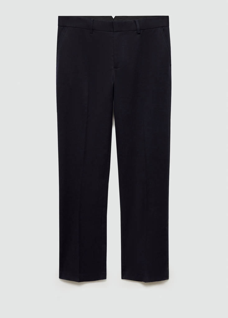 Regular-fit tencel cotton trousers — Dark Navy