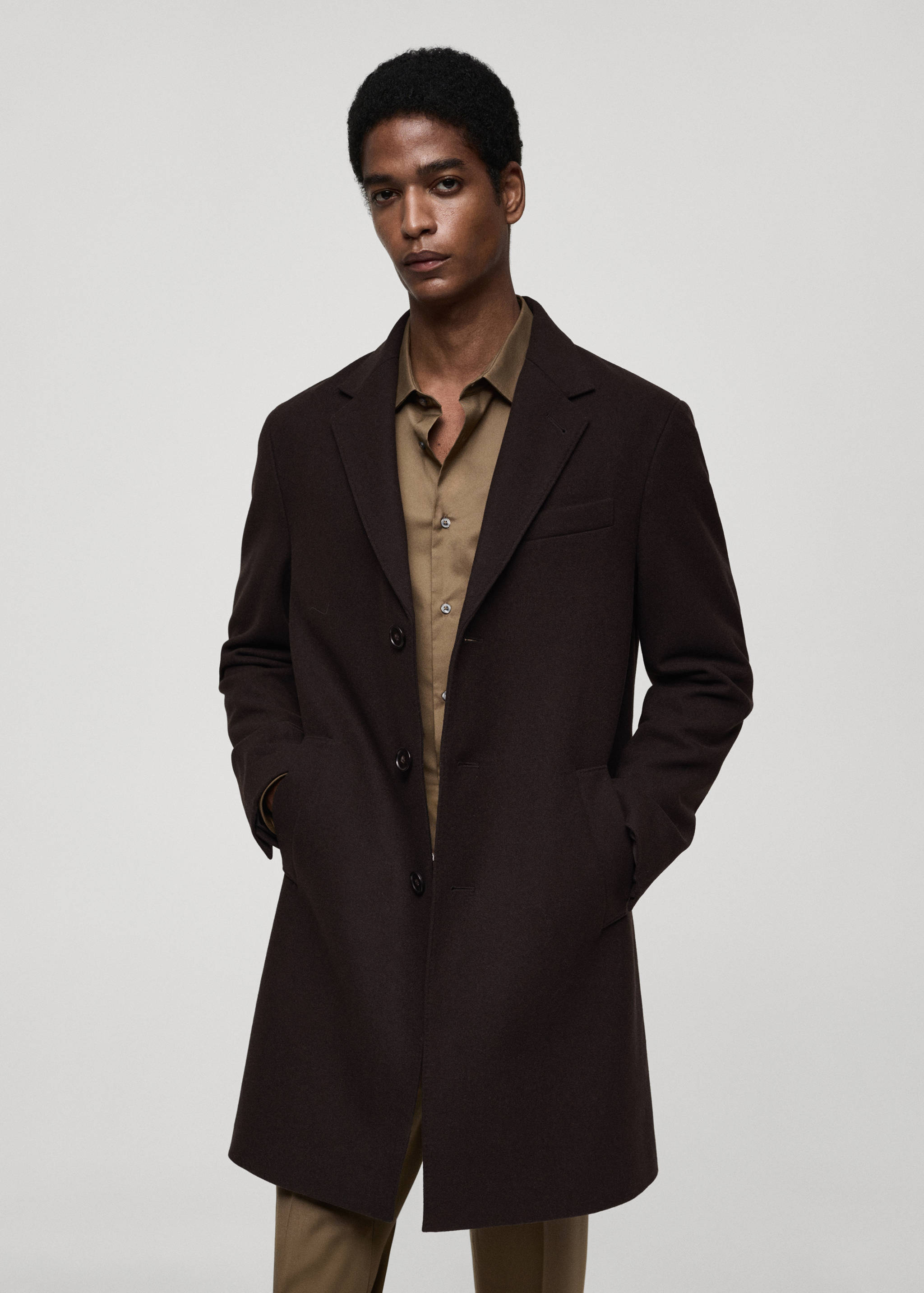 Manteau long laine recyclée - Plan moyen