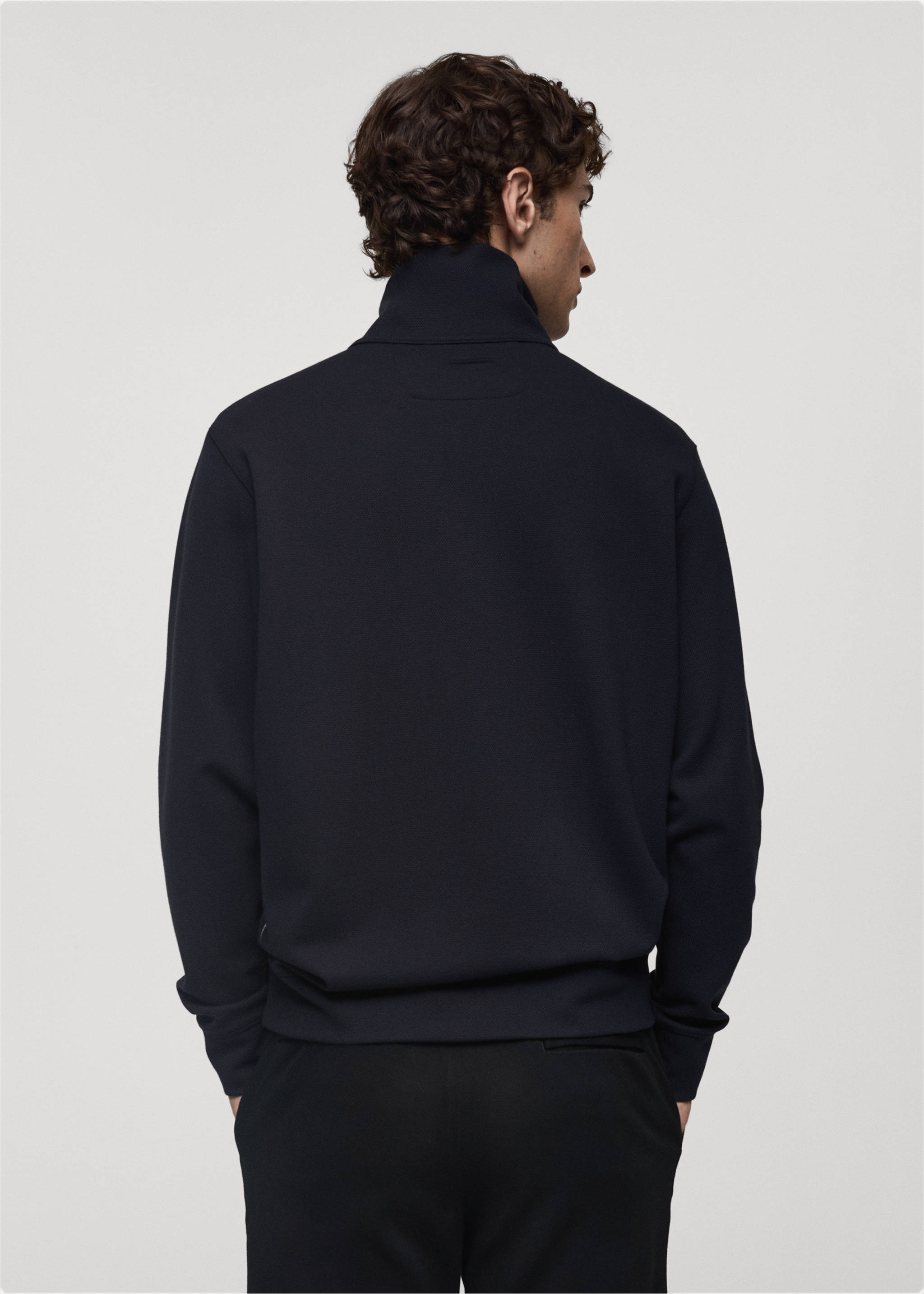 Back view of a navy blue sweatshirt with a high neck., Dark Navy. Ref: 77025969-00.