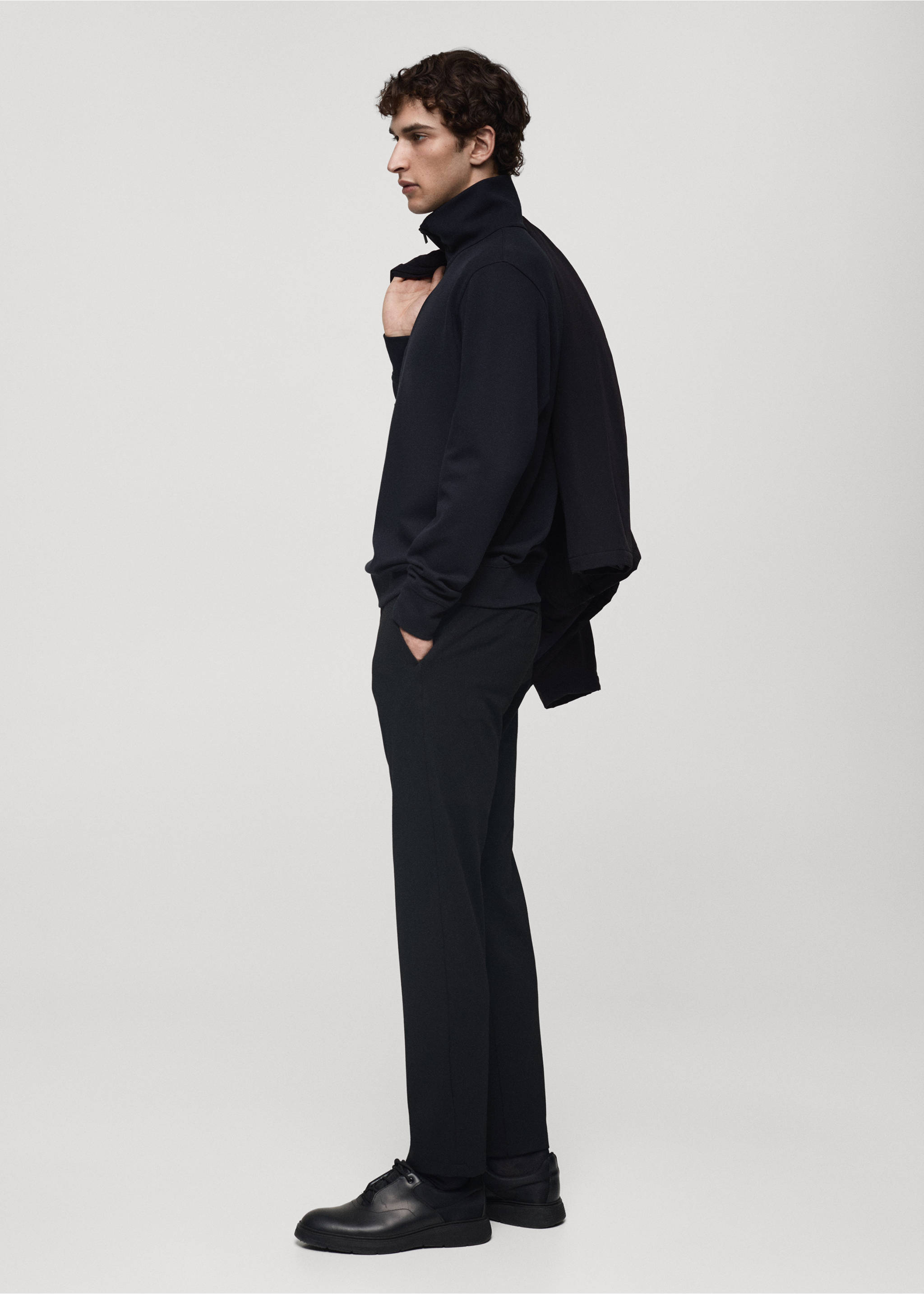 Black zip-neck sweatshirt with matching trousers., Dark Navy. Ref: 77025969-00.