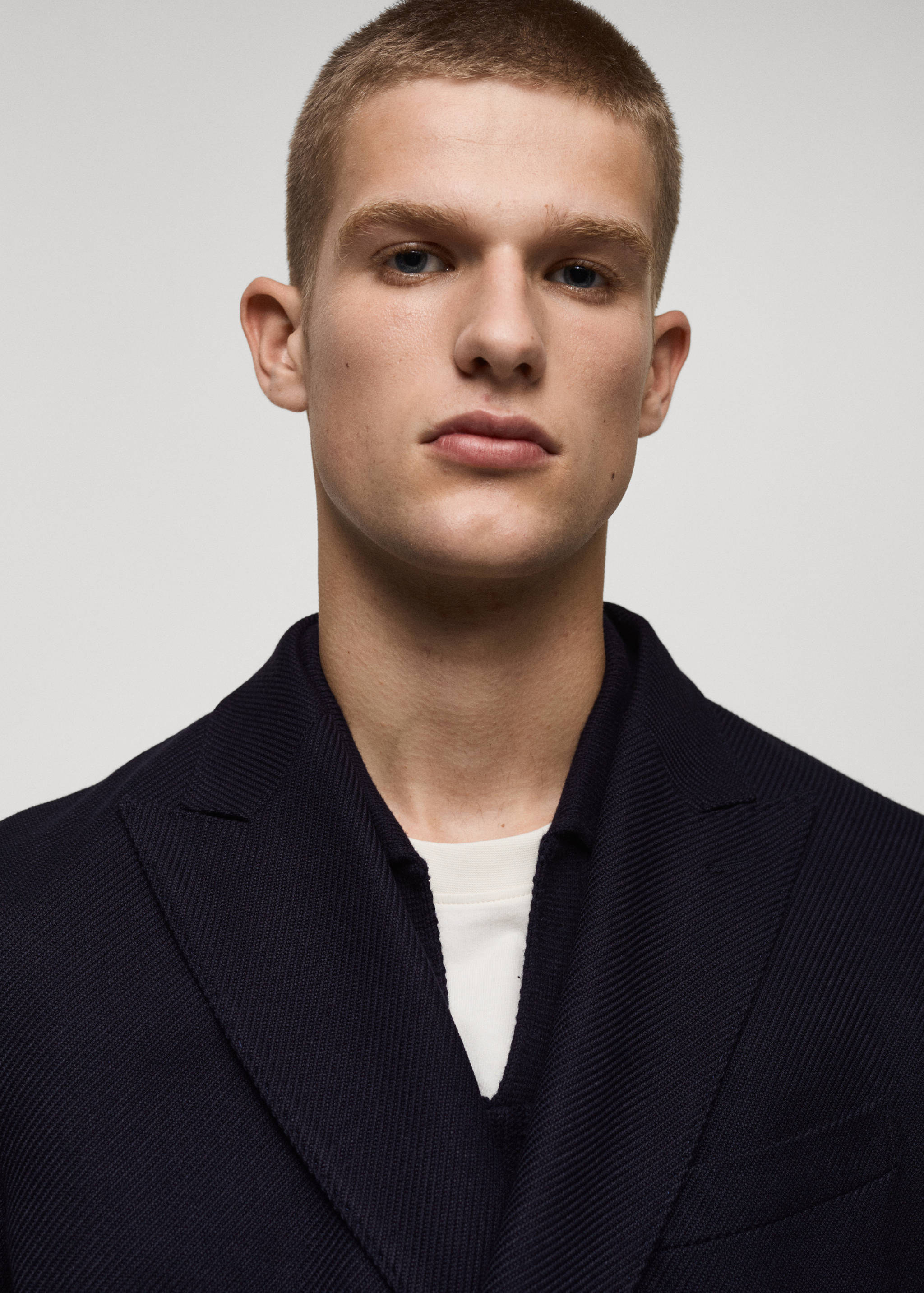 Twill slim-fit double-breasted jacket - Details of the article 1