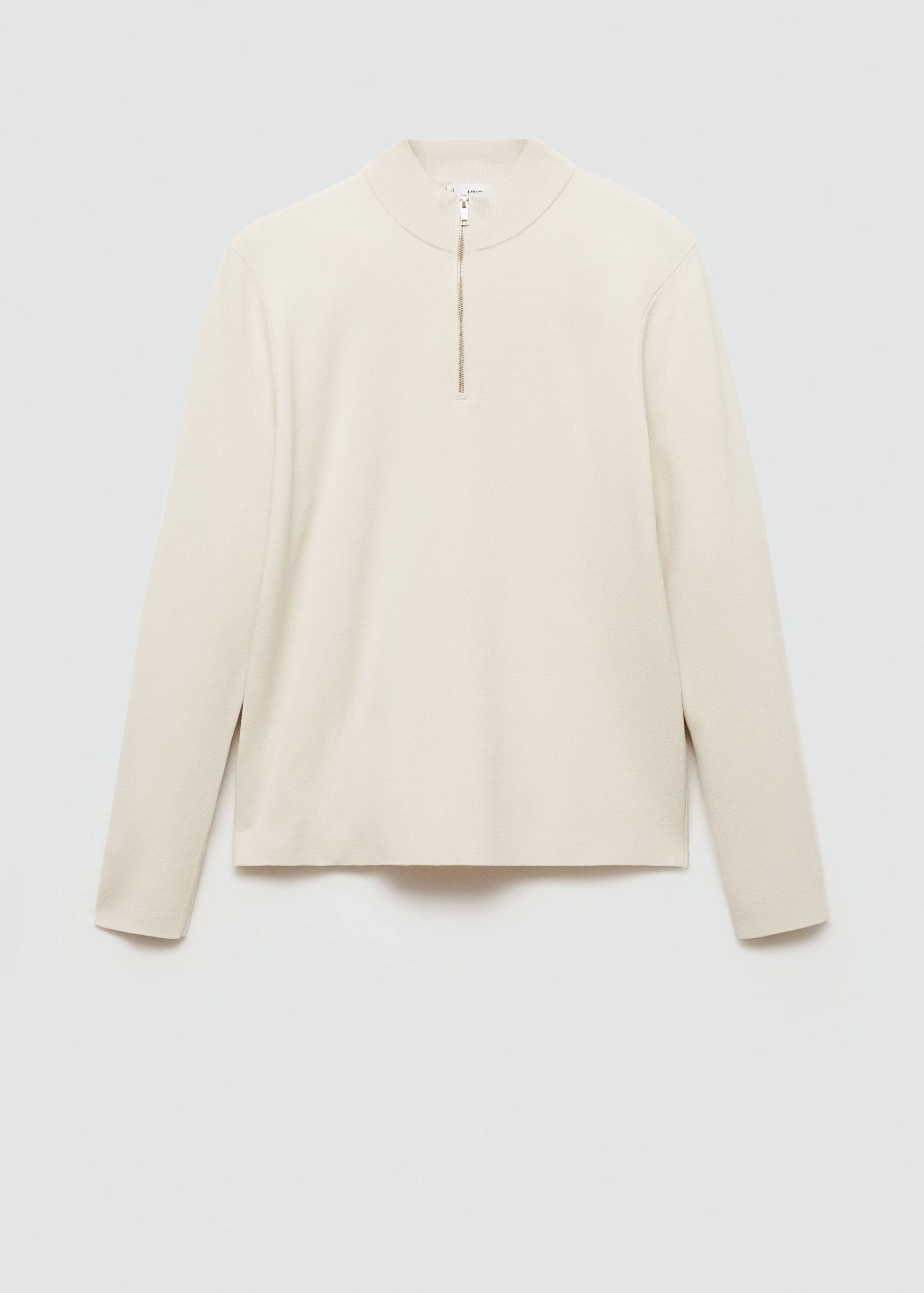 Medium-knit sweater with zip-up perkins neck - Article without model
