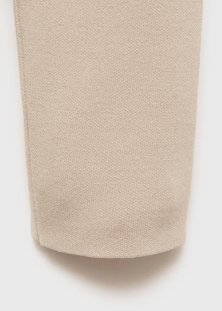 Medium-knit sweater with zip-up perkins neck — Beige