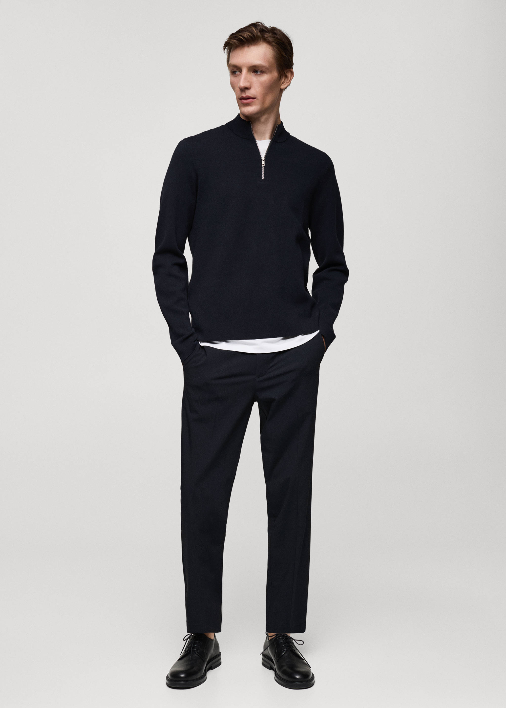 Jersey punto medio cuello perkins cremallera - Plano general