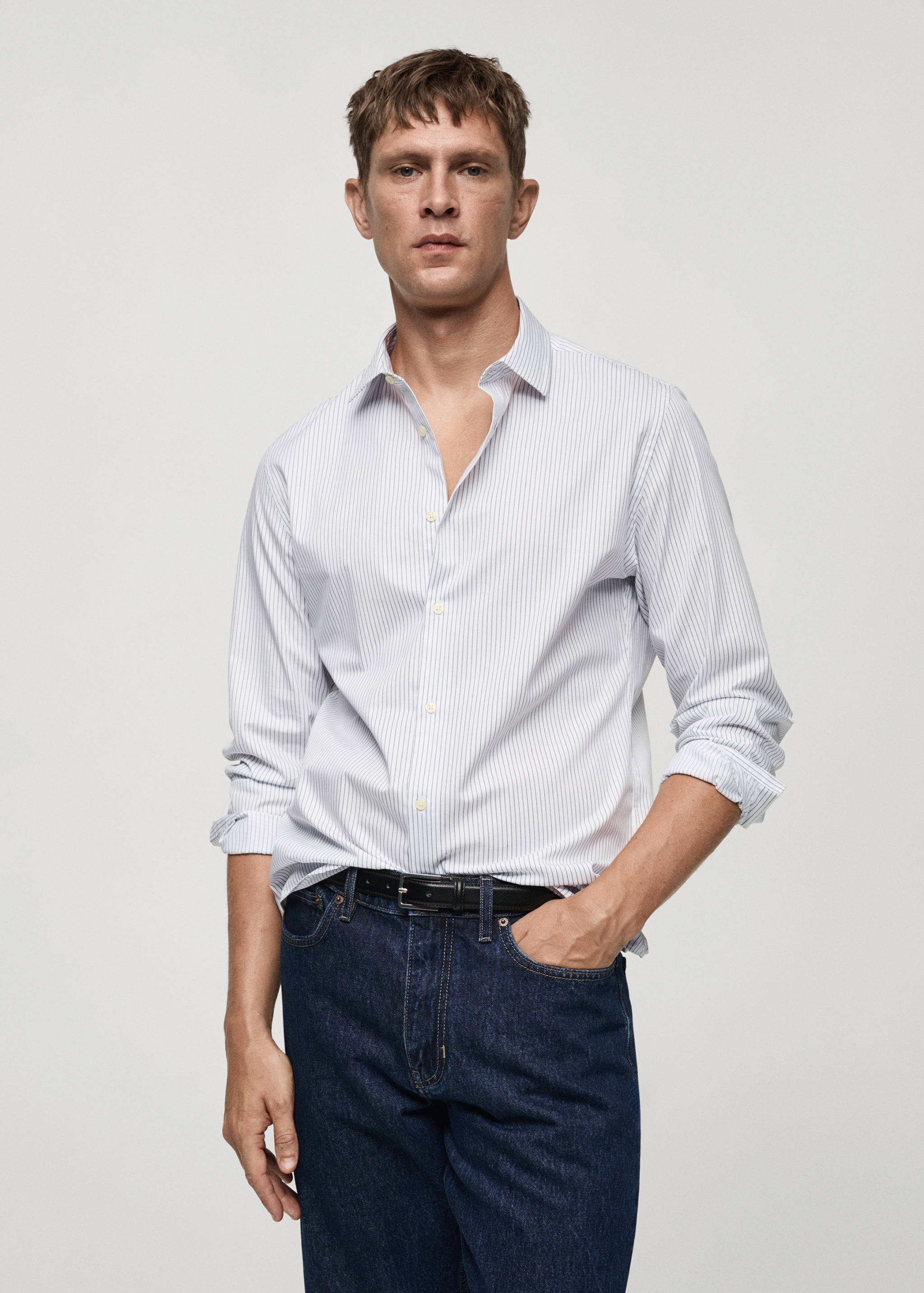 Slim fit striped cotton shirt - Medium plane