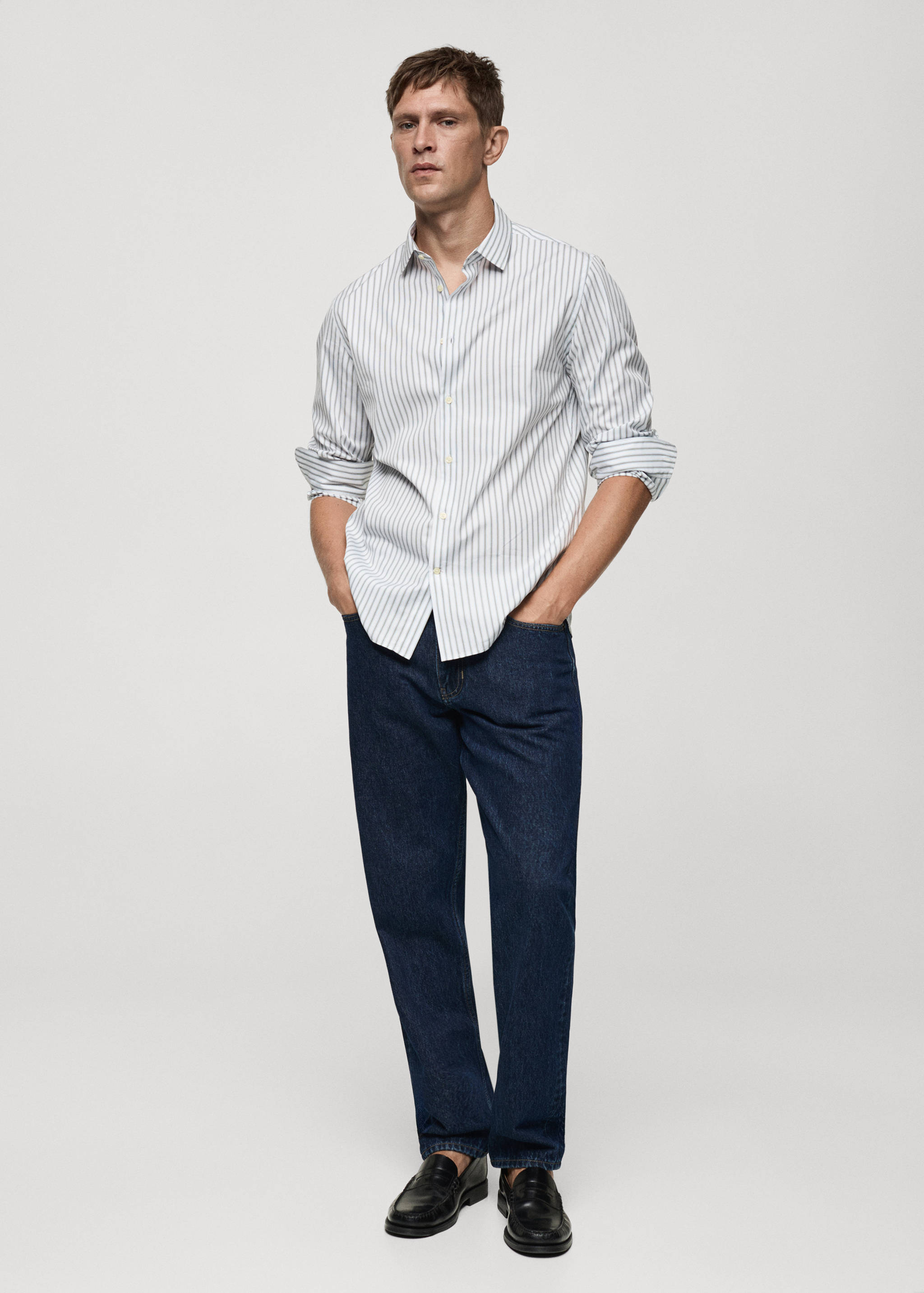 Slim fit striped cotton shirt - General plane