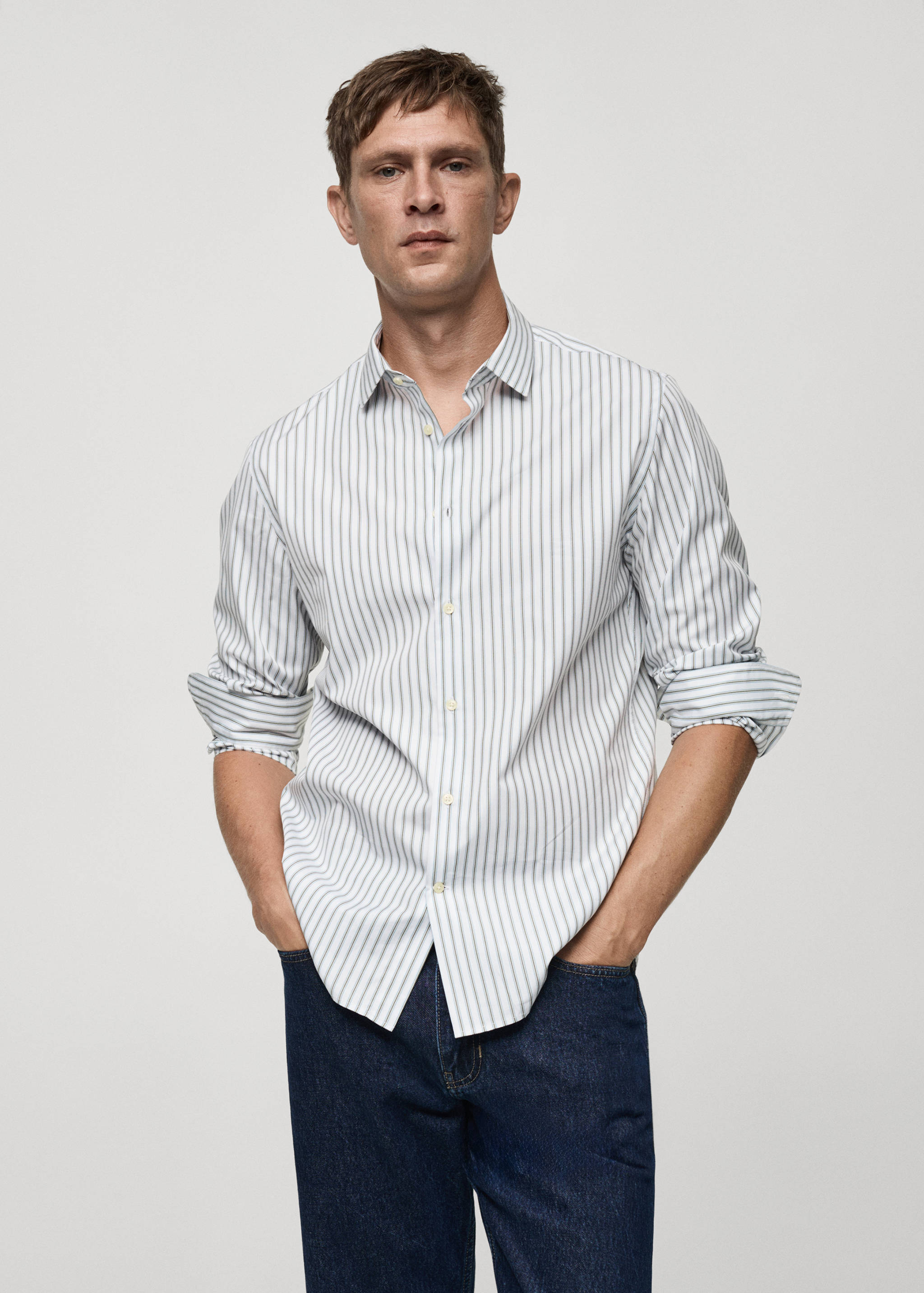 Slim fit striped cotton shirt - Medium plane