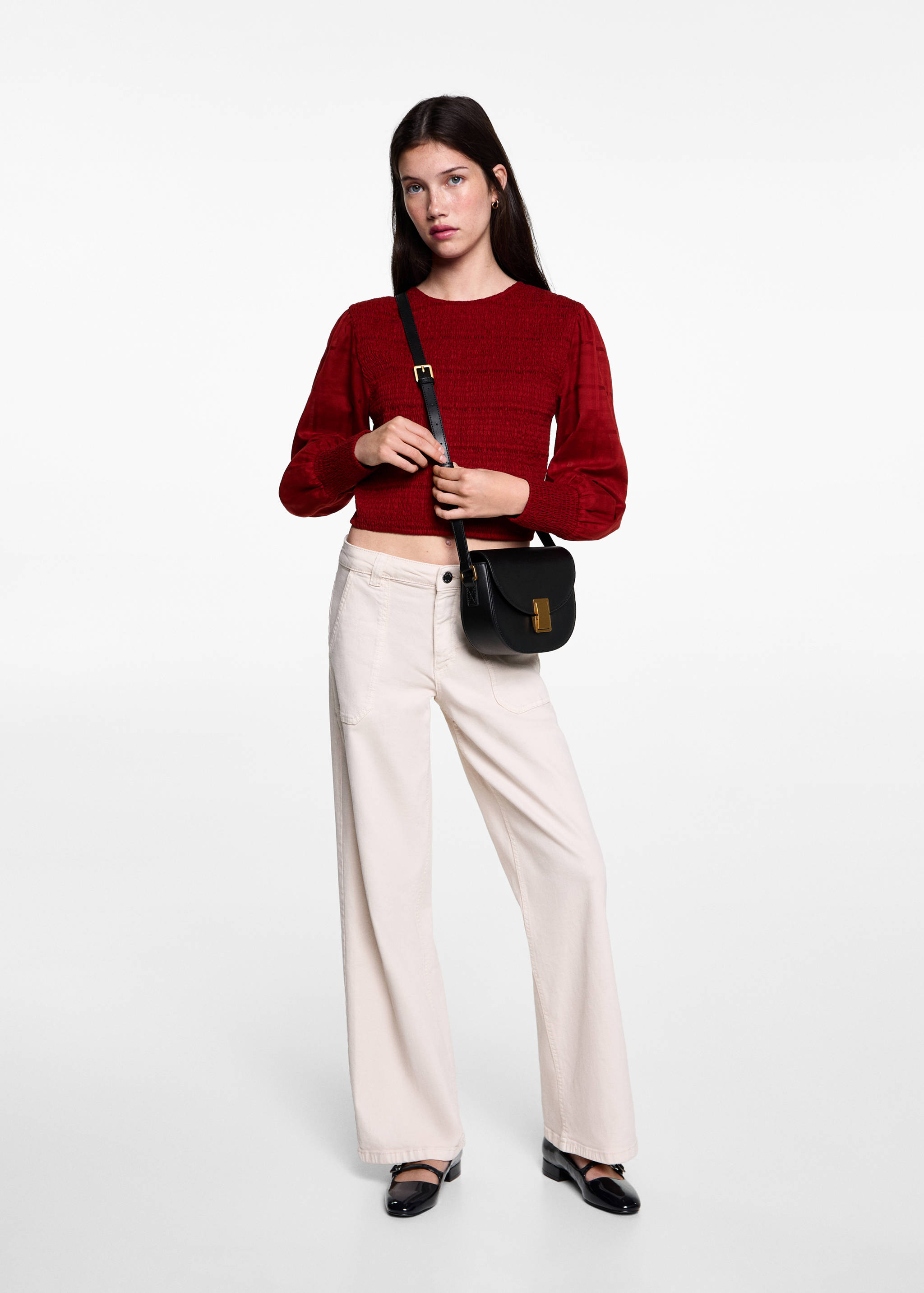 Gathered details cotton blouse - General plane