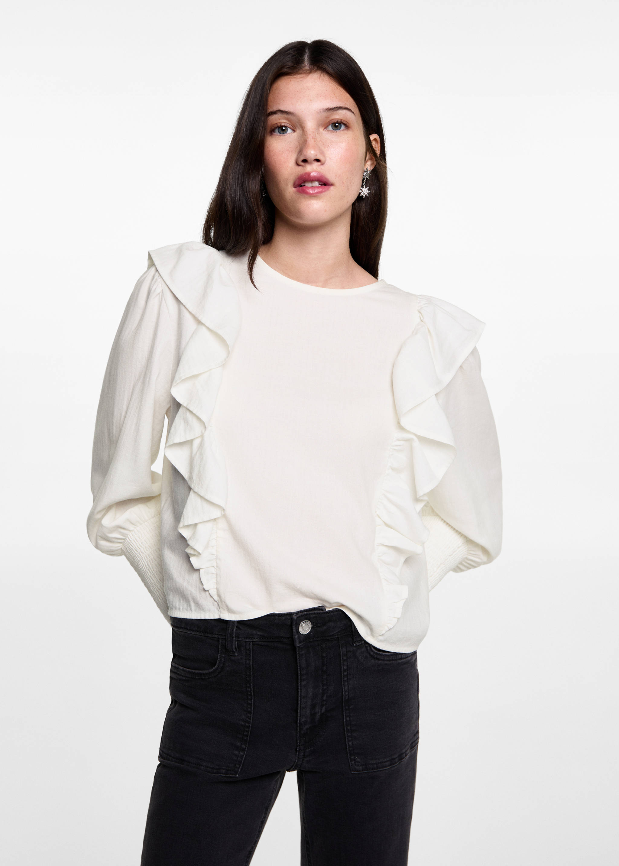 Ruched blouse with ruffles - Medium plane
