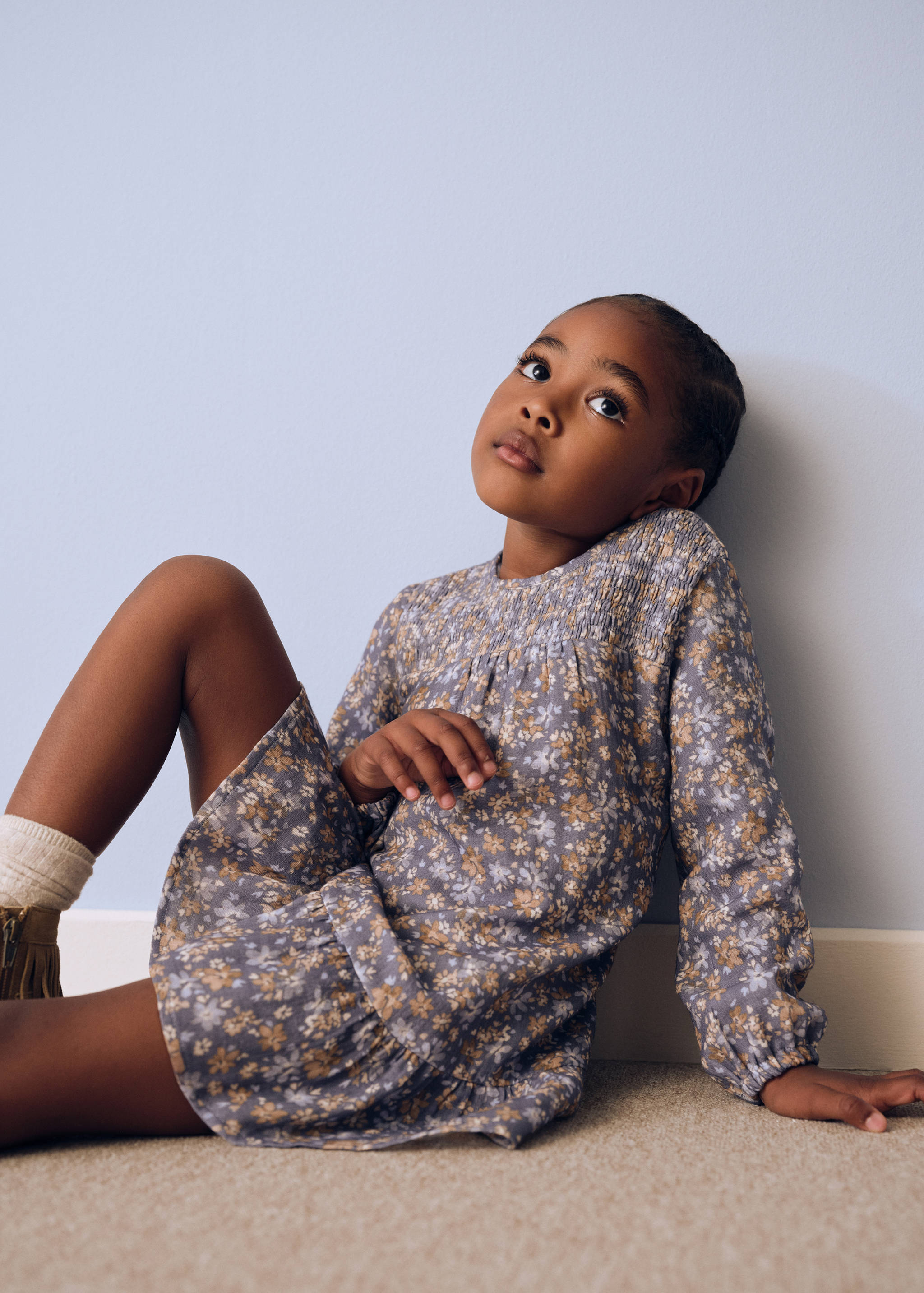 Ruched detail flower dress - General plane