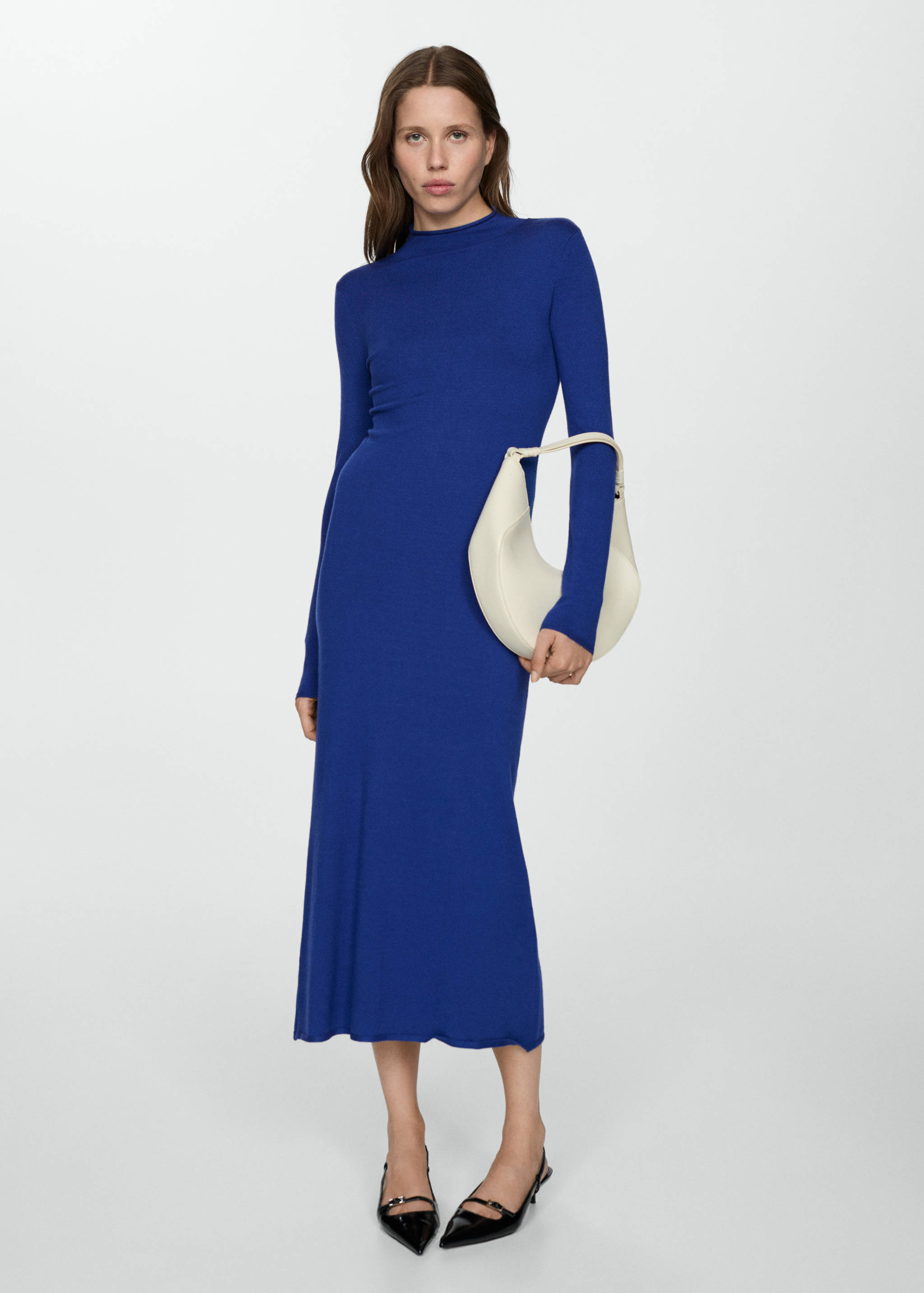 Perkins-neck knitted dress - General plane